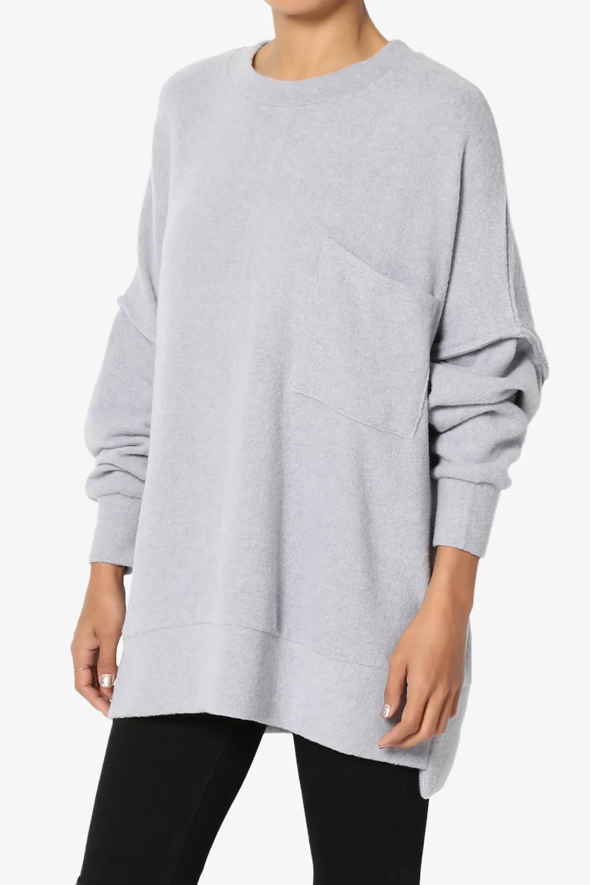 Breccan Blushed Knit Pocket Oversized Sweater