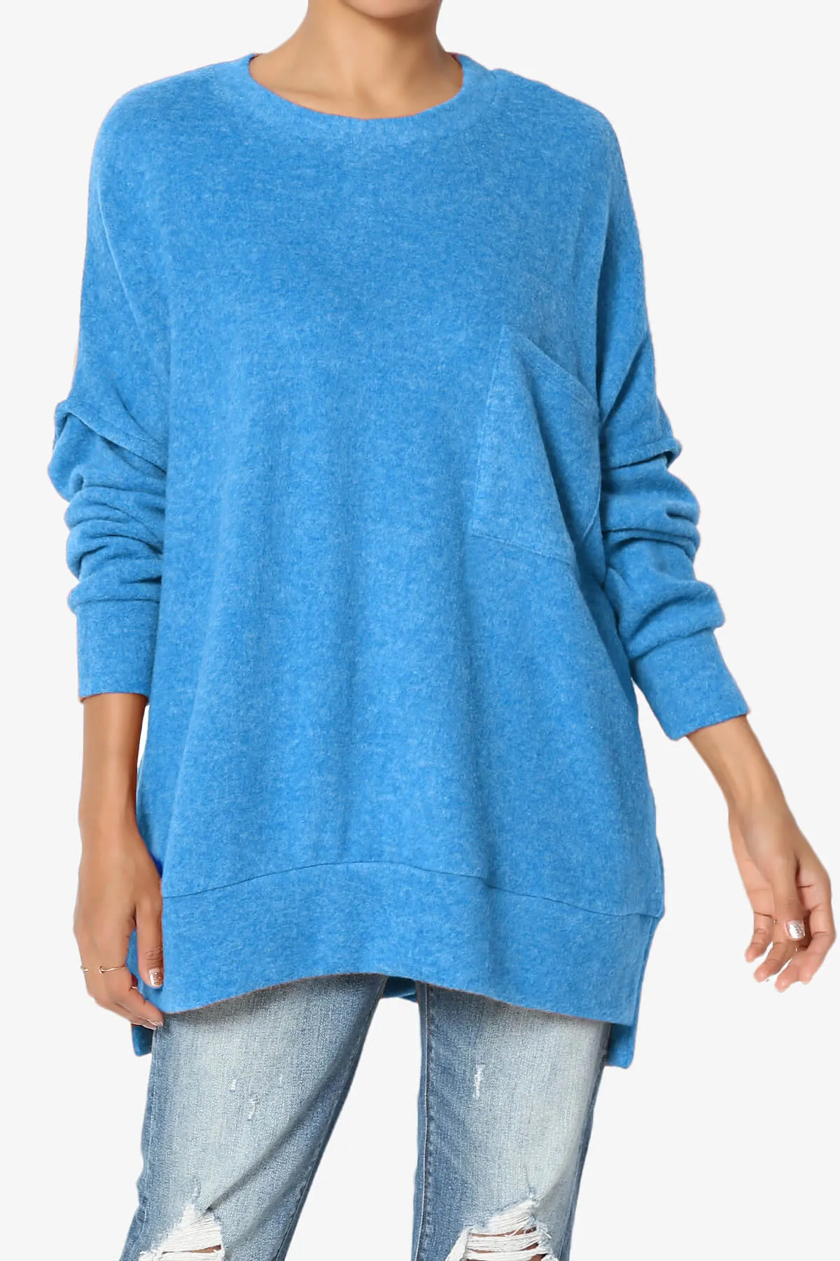 Breccan Blushed Knit Pocket Oversized Sweater