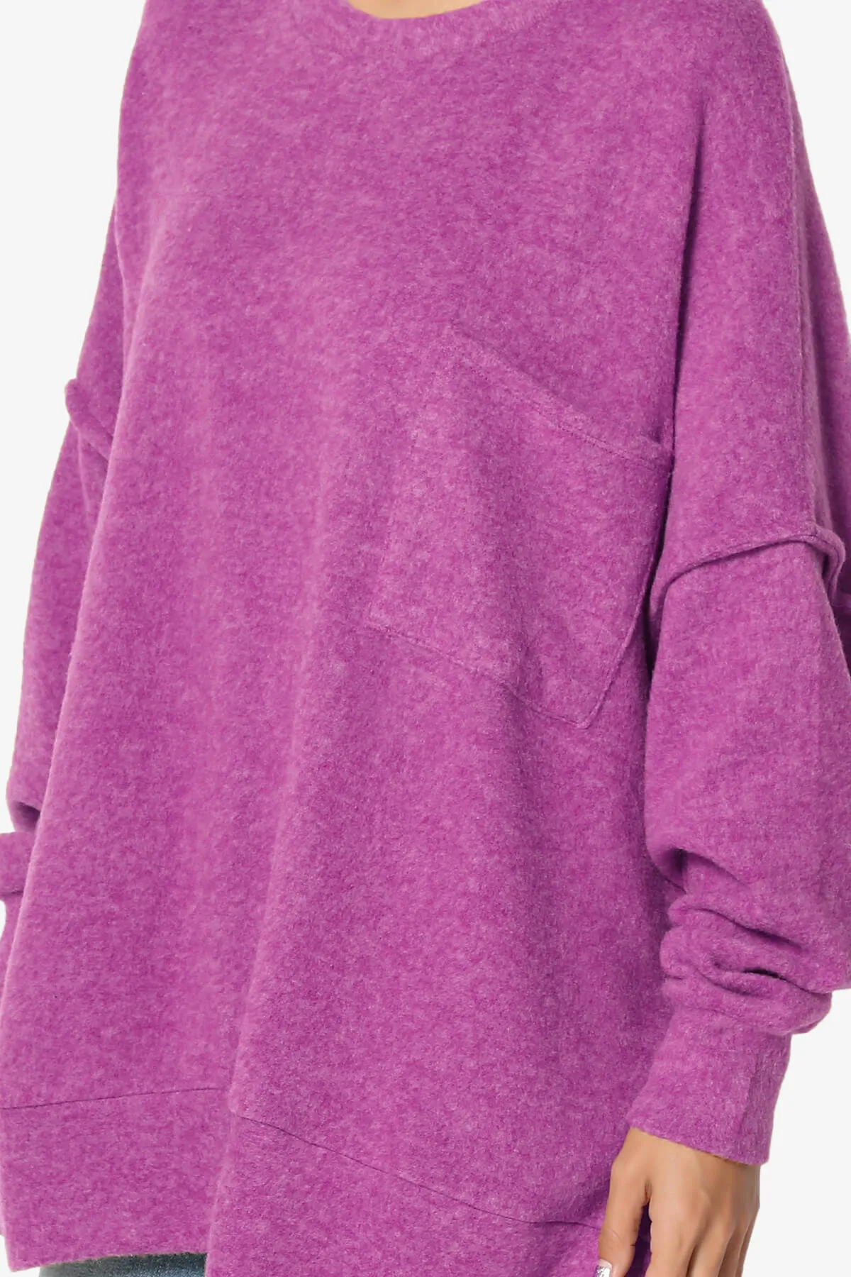 Breccan Blushed Knit Pocket Oversized Sweater