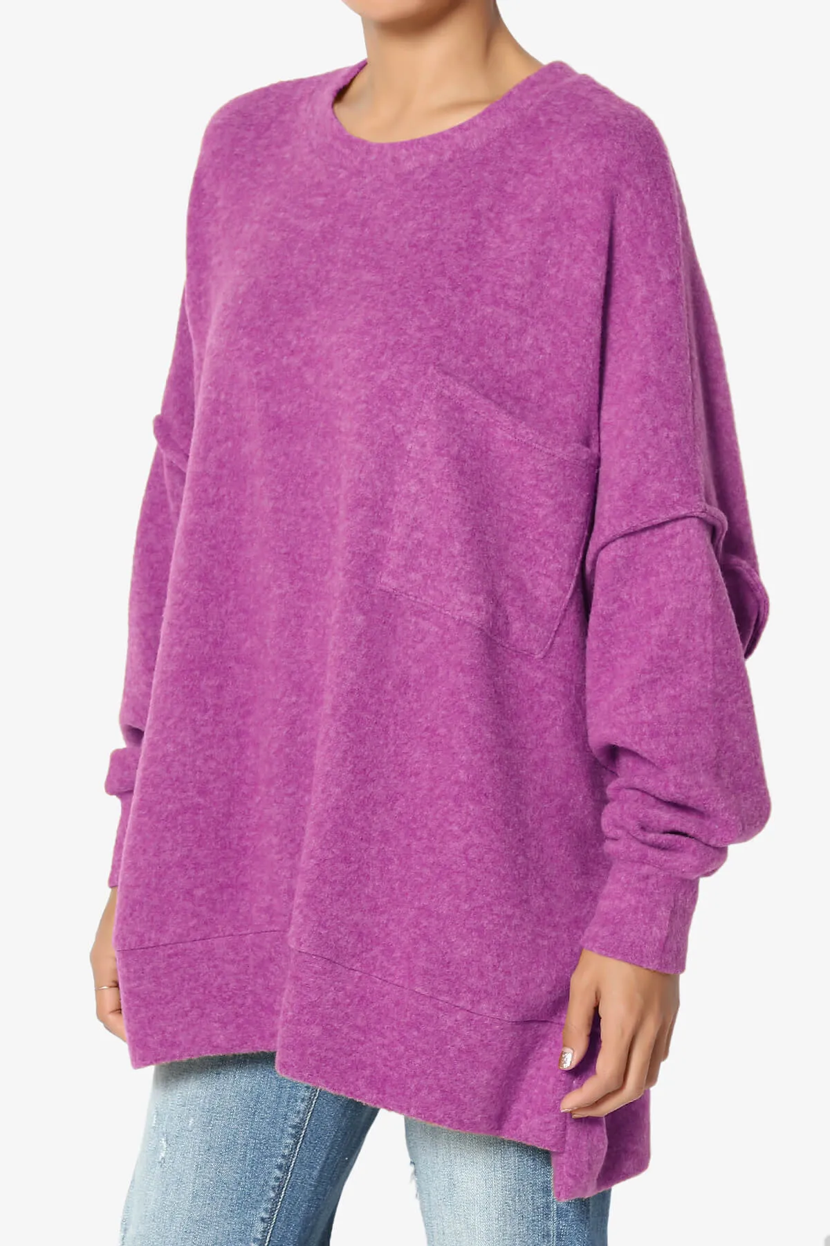 Breccan Blushed Knit Pocket Oversized Sweater