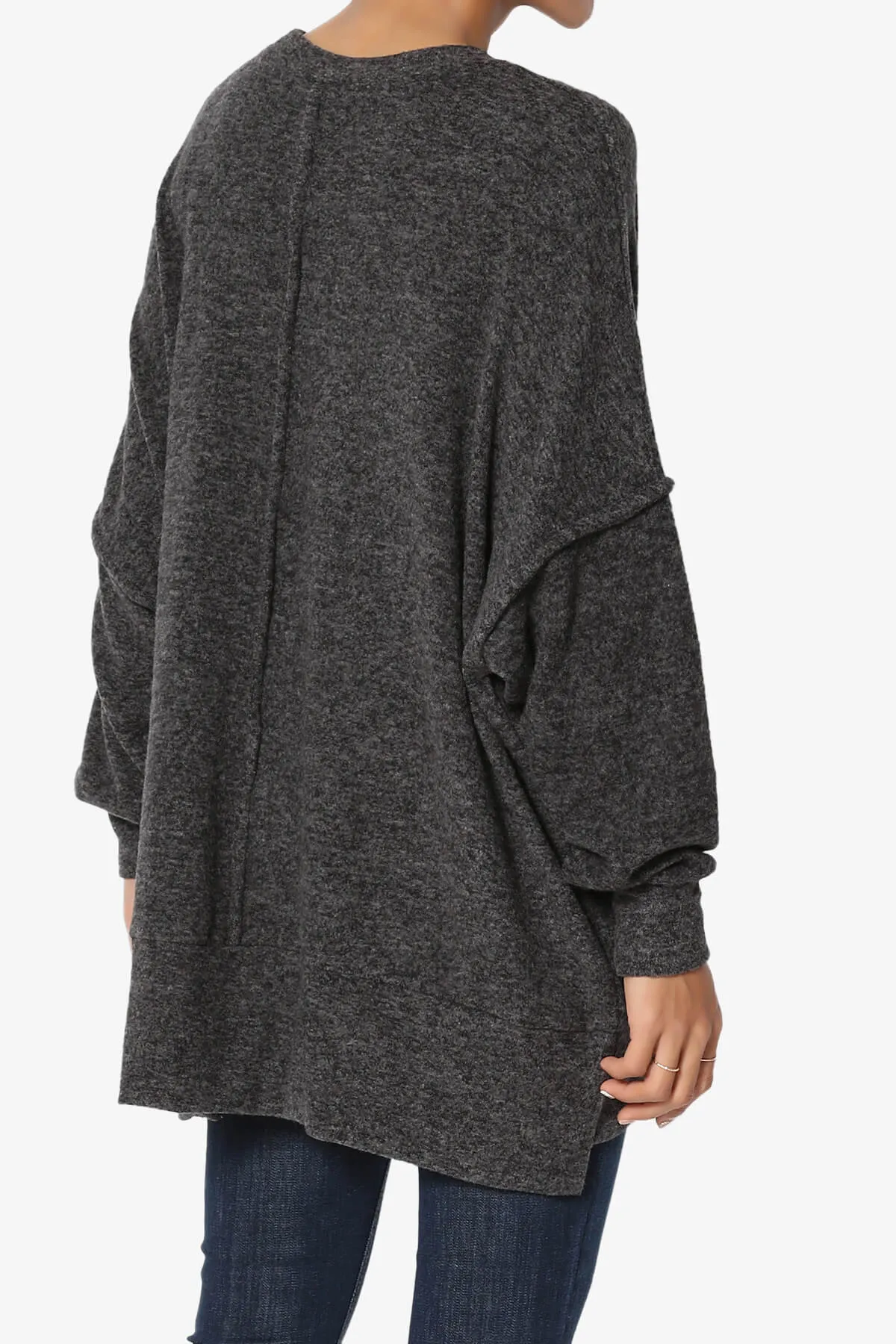 Breccan Blushed Knit Pocket Oversized Sweater