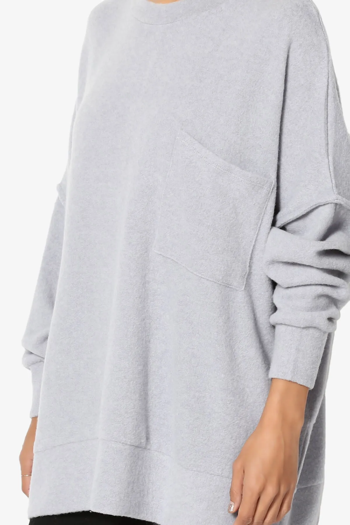 Breccan Blushed Knit Pocket Oversized Sweater