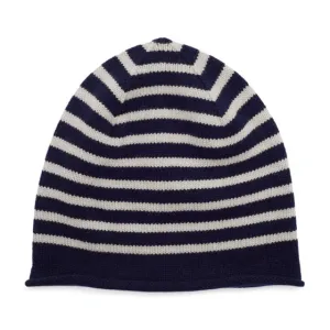 Breton Cashmere Beanie Navy/White