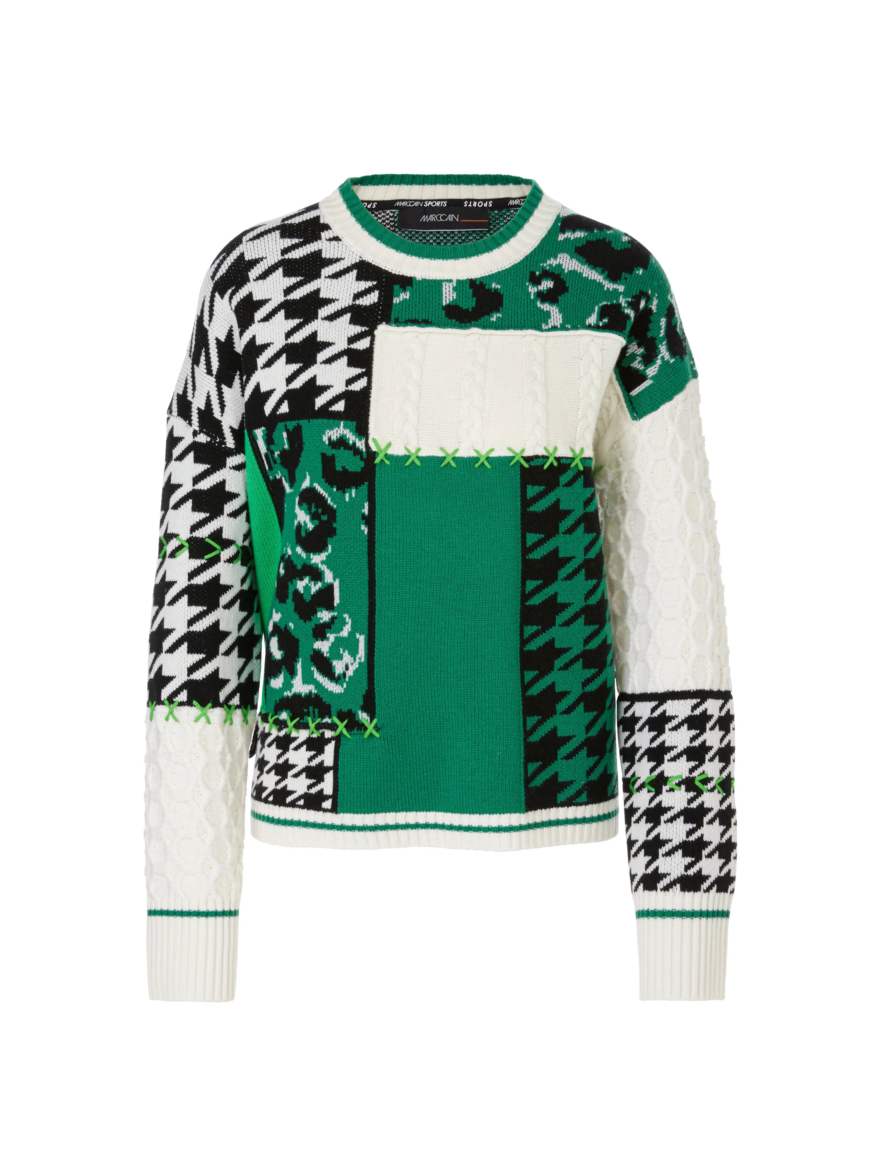 Brilliant Green Patchwork Wool Sweater