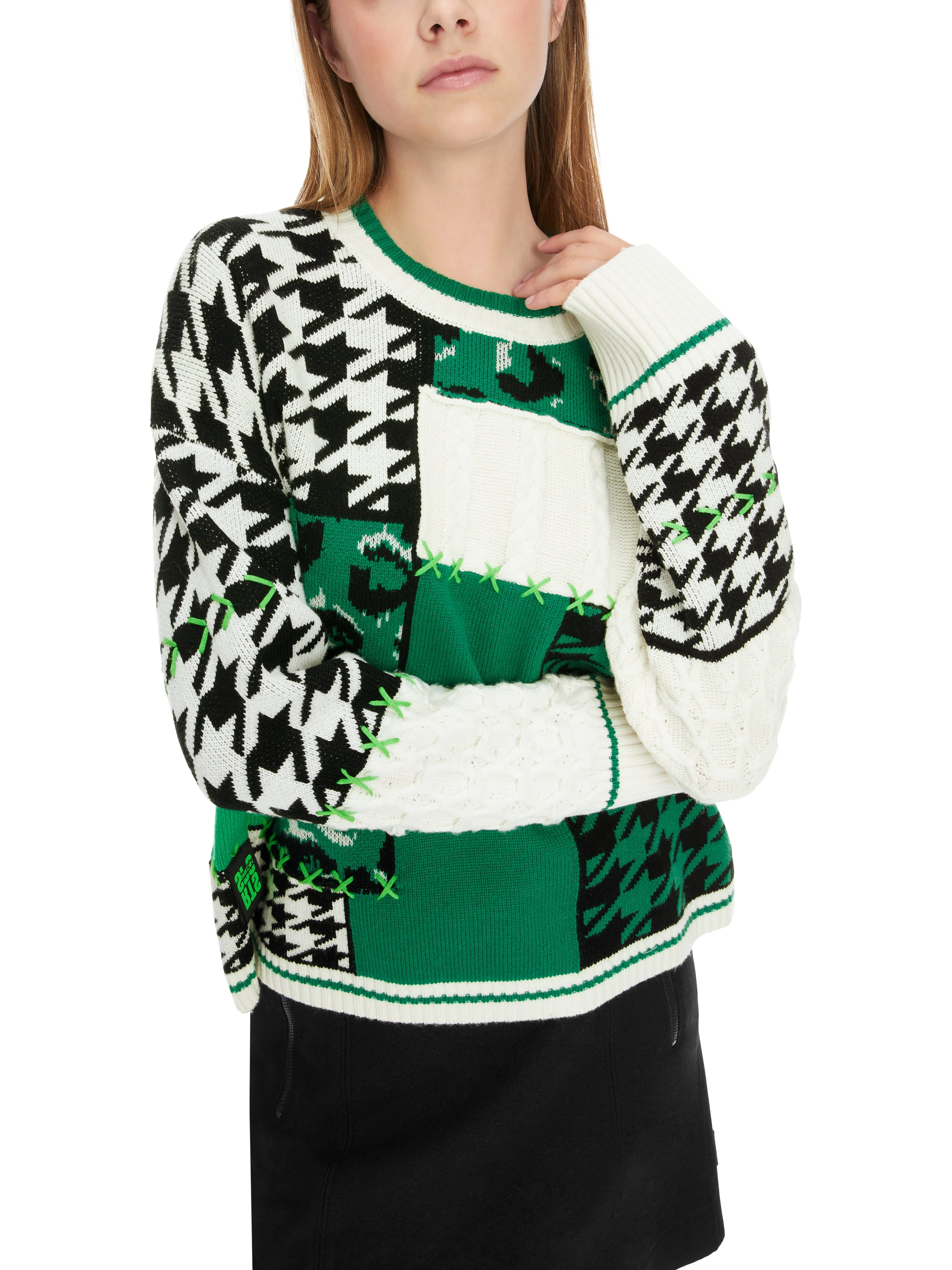 Brilliant Green Patchwork Wool Sweater