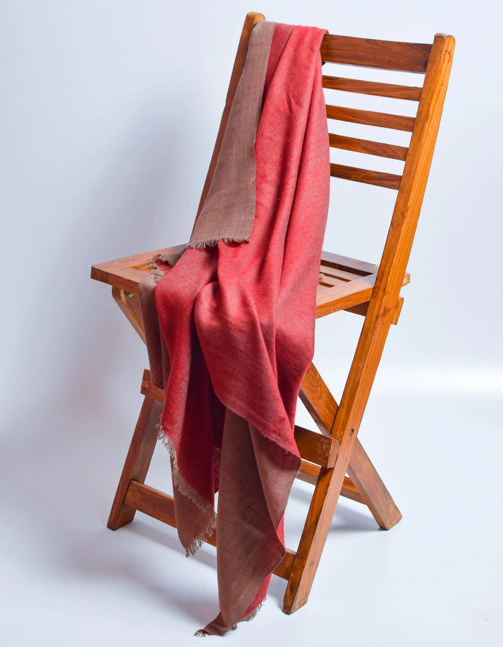 Brownish Red Handwoven Reversible Cashmere Pashmina Shawl