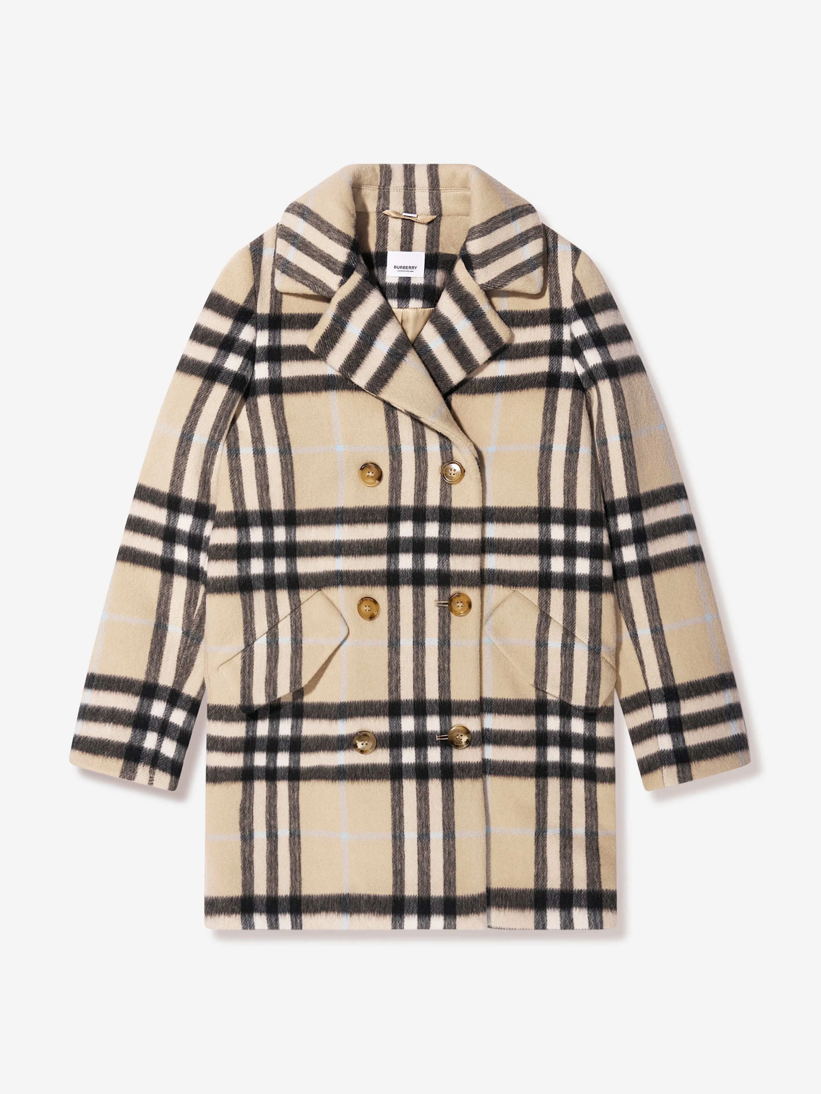 Burberry Girls Wool Check Poppy Coat