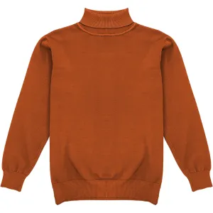 Burnt Orange Mens Long Sleeve Knit Turtleneck Sweater