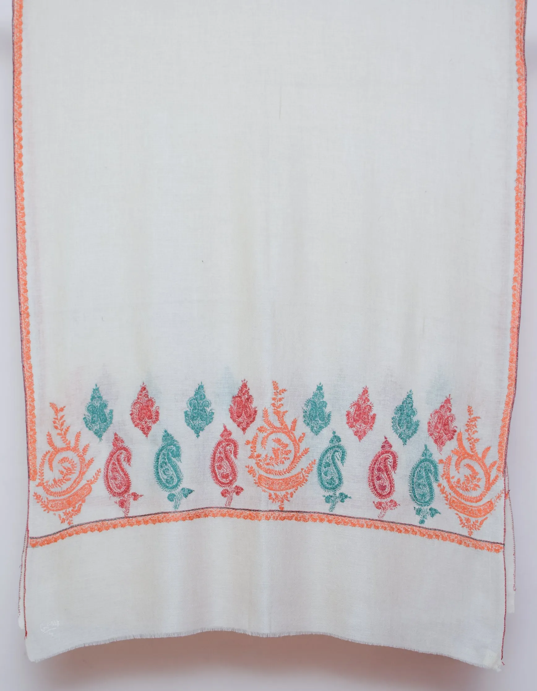 Buttercream Handwoven Palla Embroidered Cashmere Pashmina Stole