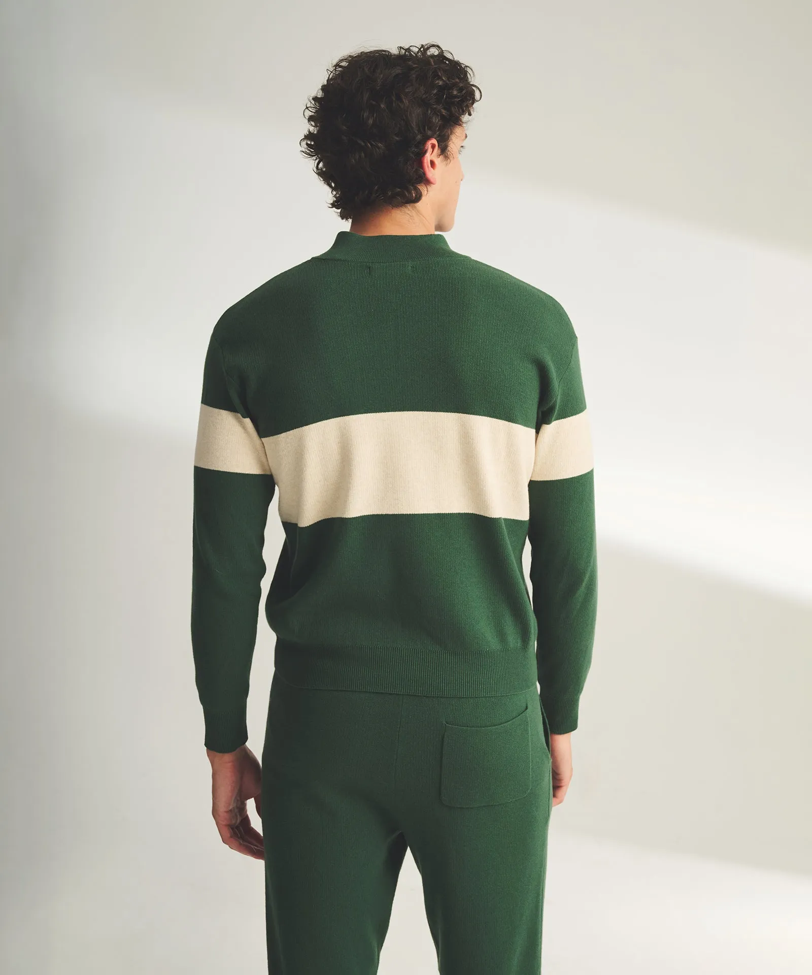 Café Cotton Cashmere Striped  Quarter Zip