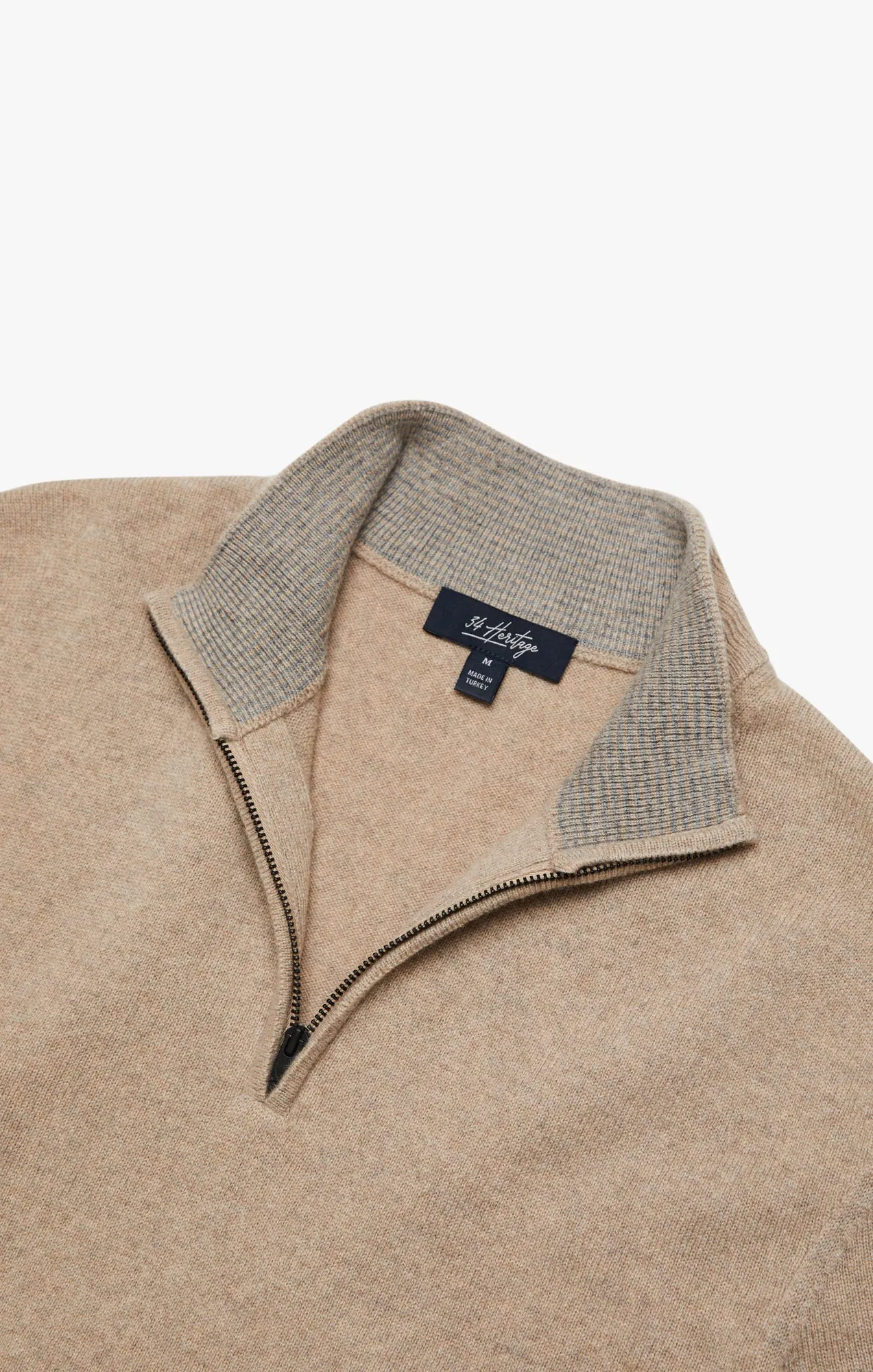 Cashmere Quarter Zip Sweater In Beige