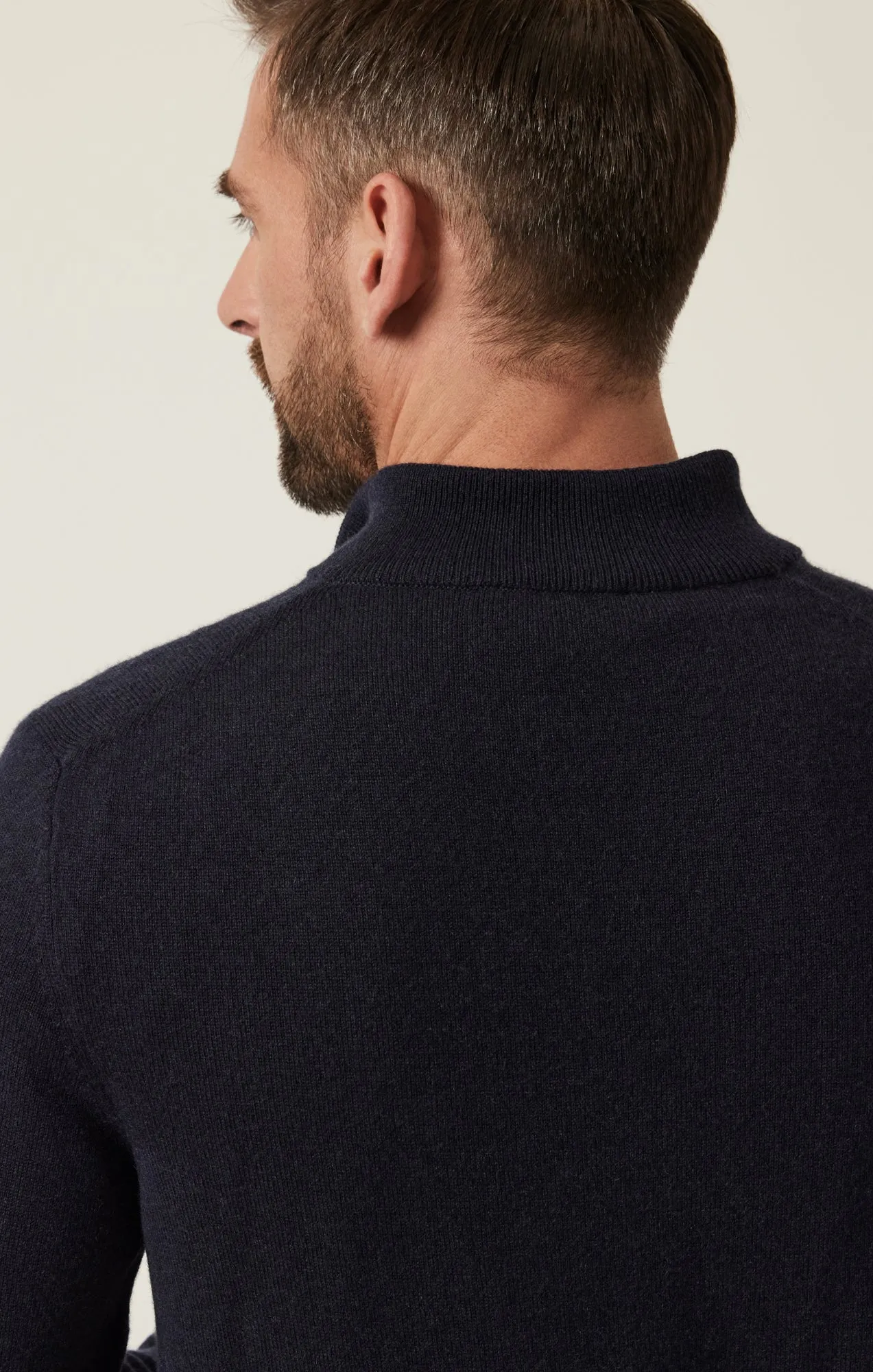 Cashmere Quarter Zip Sweater In Dark Navy