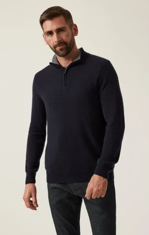 Cashmere Quarter Zip Sweater In Dark Navy