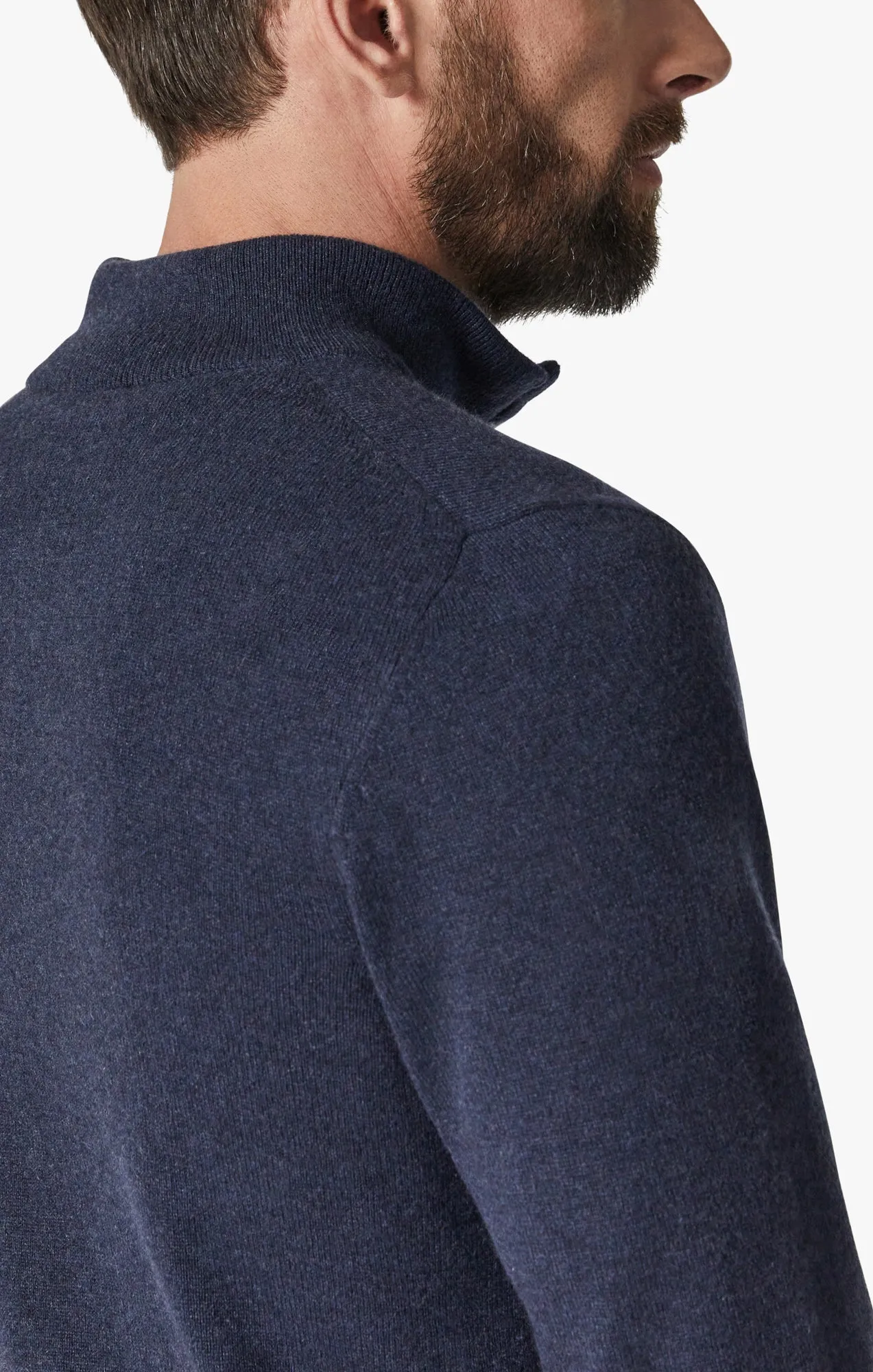 Cashmere Quarter Zip Sweater In Navy