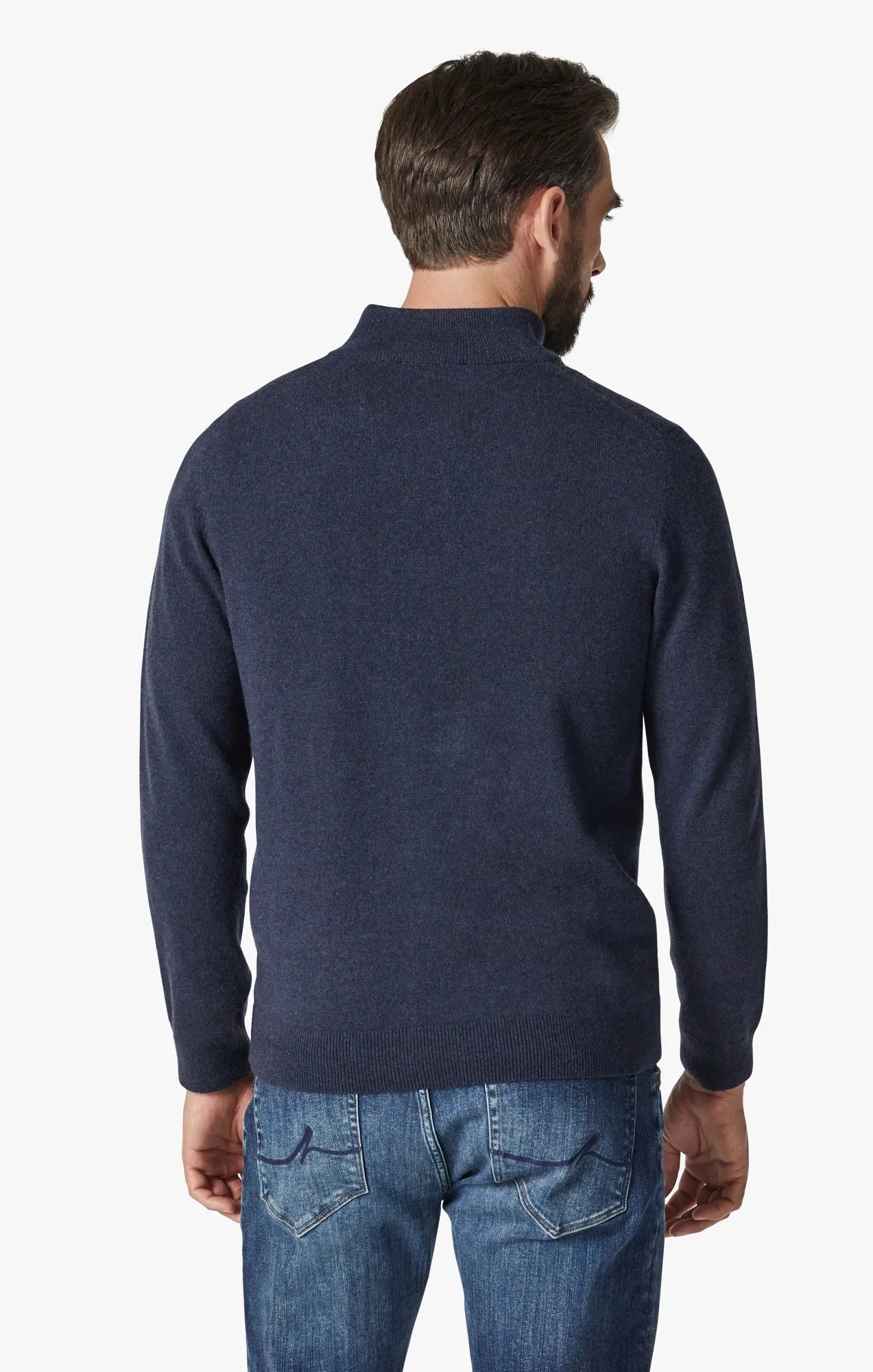 Cashmere Quarter Zip Sweater In Navy