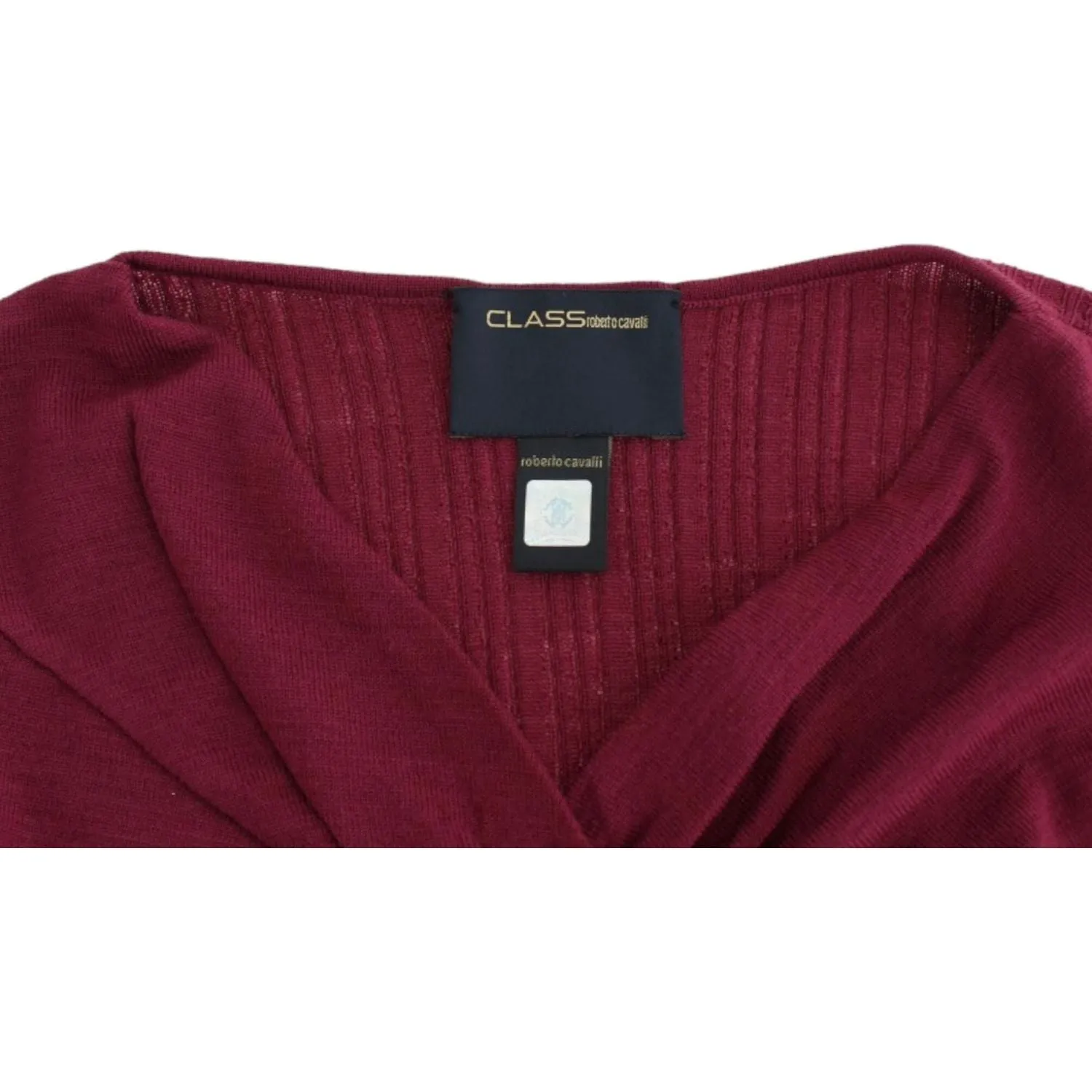 Cavalli Elegant Purple Keyhole Wool Sweater