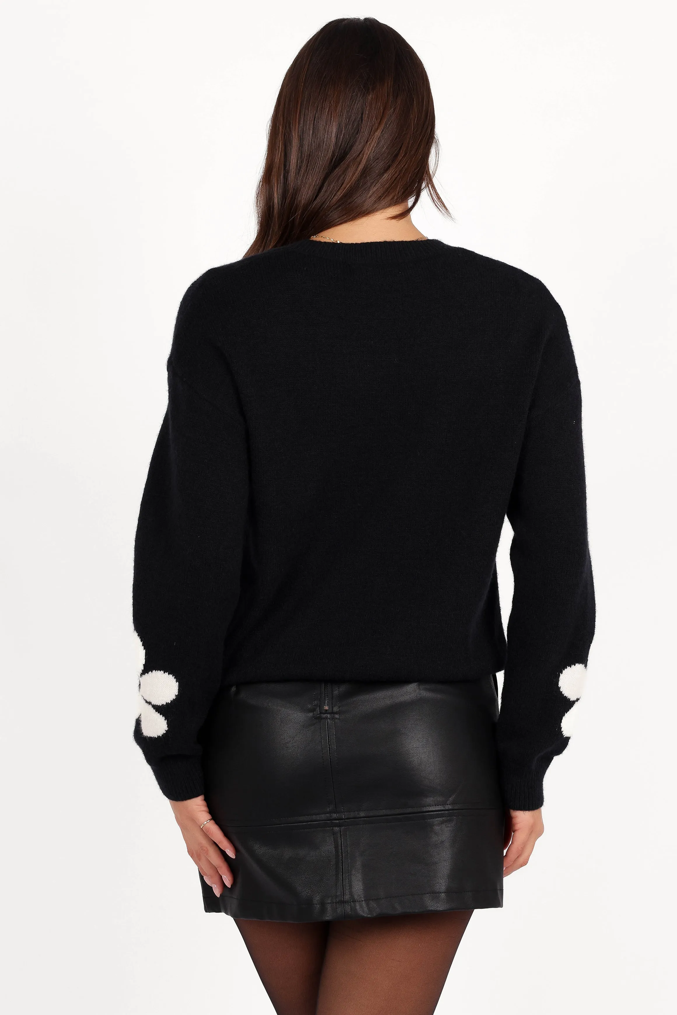 Charlie Flower Knit Sweater - Black