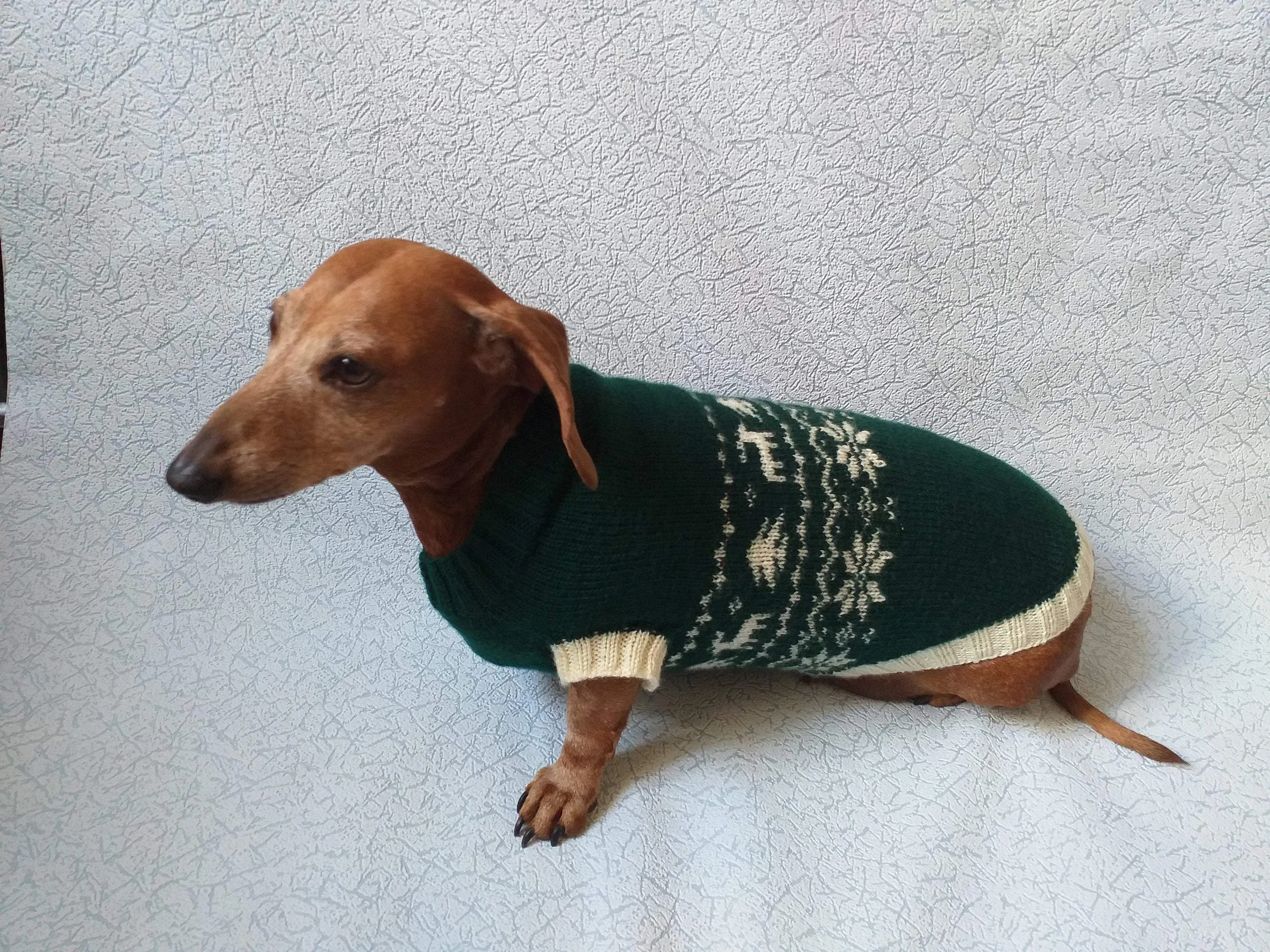 Christmas dog sweater with deer and snowflakes