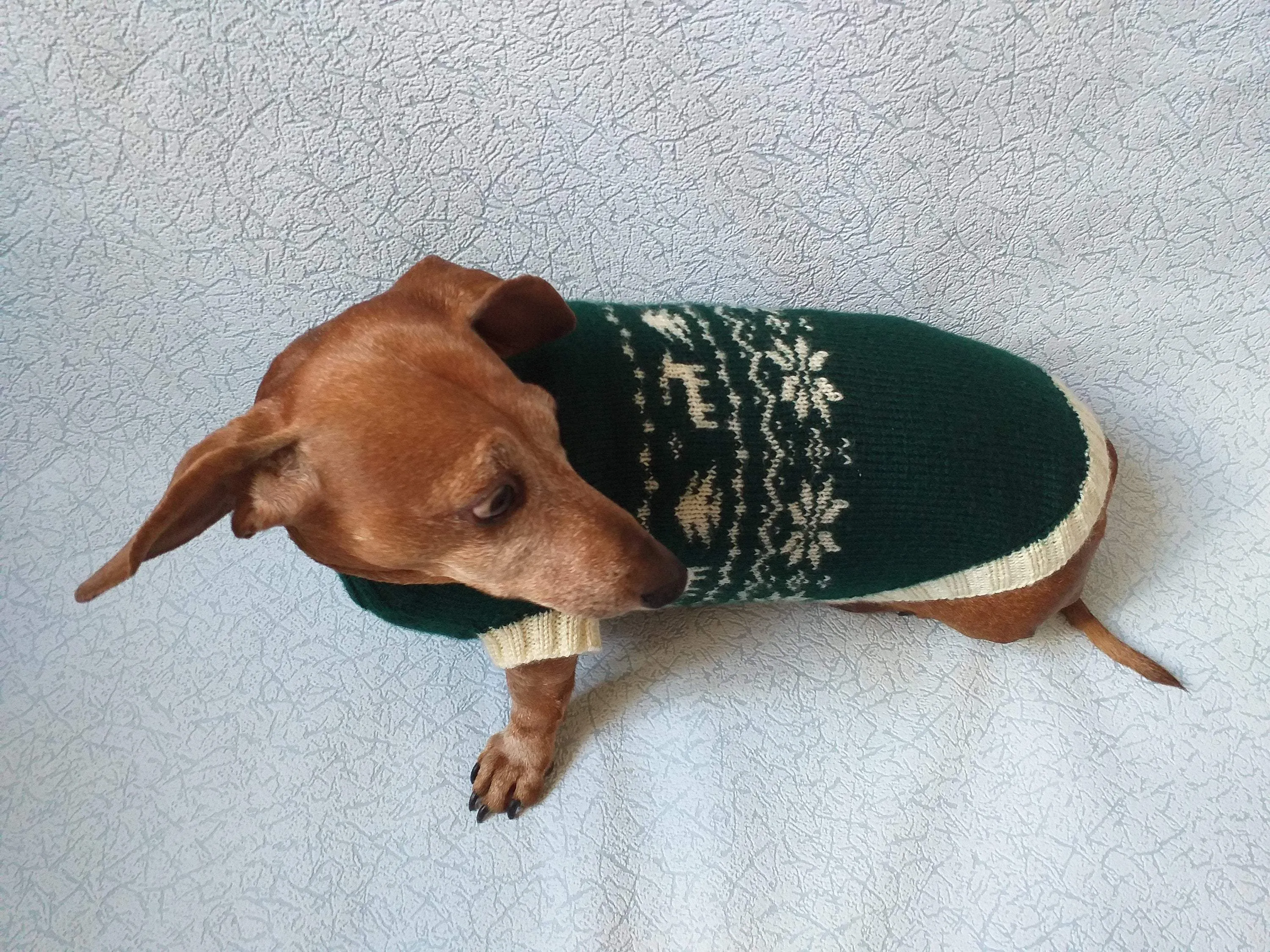 Christmas dog sweater with deer and snowflakes