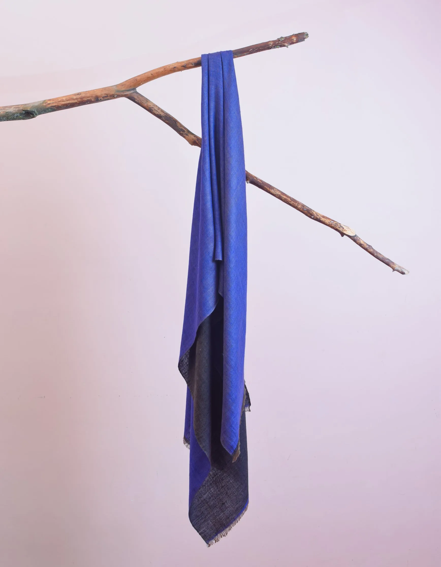 Classic Black Blue Handwoven Reversible Cashmere Pashmina Stole