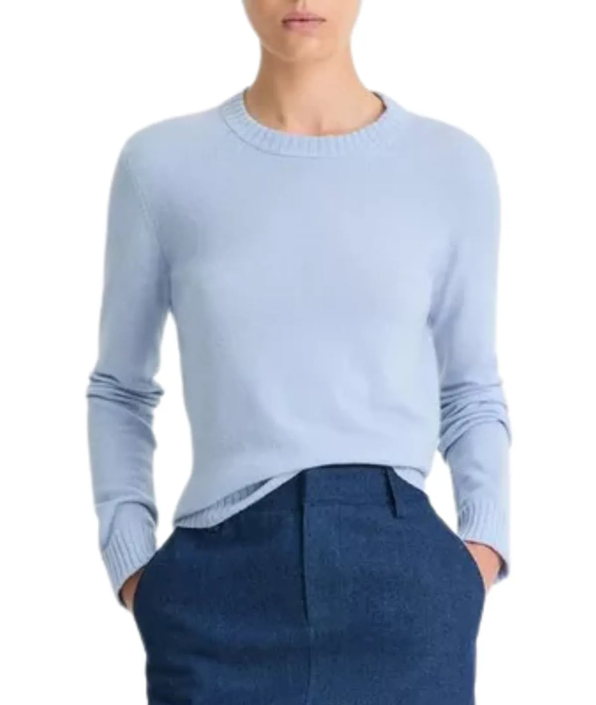 Classic Cashmere Crewneck- Porcelain Blue