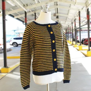 Coffee Bean Cardigan Kit (Maize & Blue, Berroco Lanas)