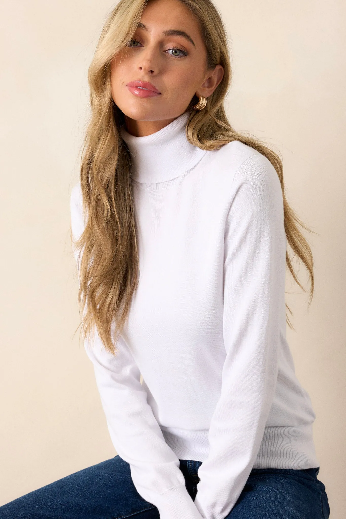 Comfortable Charm White Turtleneck Sweater