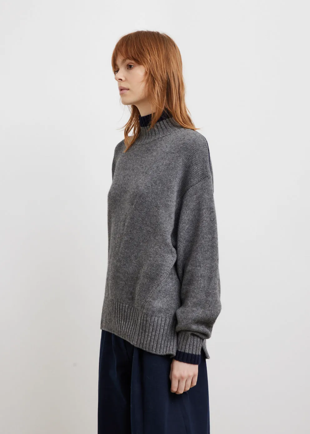 Contrast Detail Turtleneck Knit Sweater