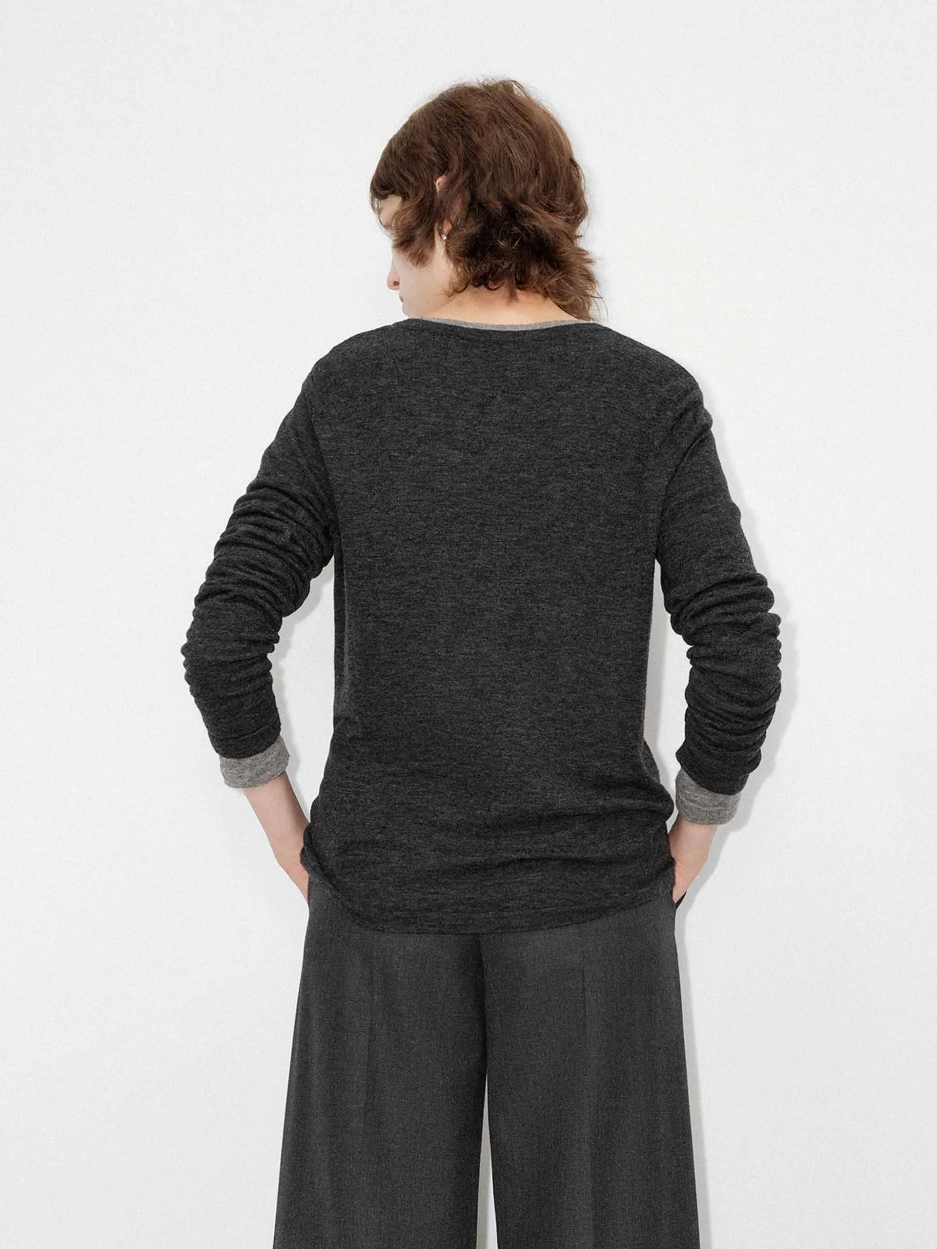 Contrast Wool Sweater Set