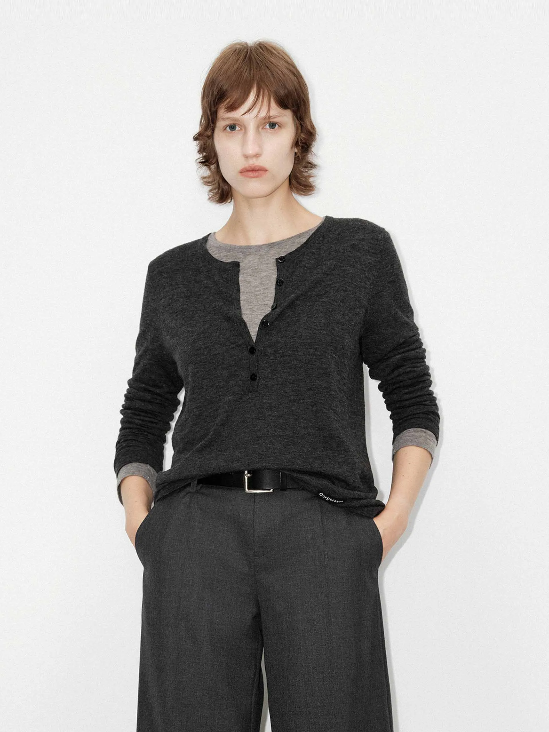 Contrast Wool Sweater Set