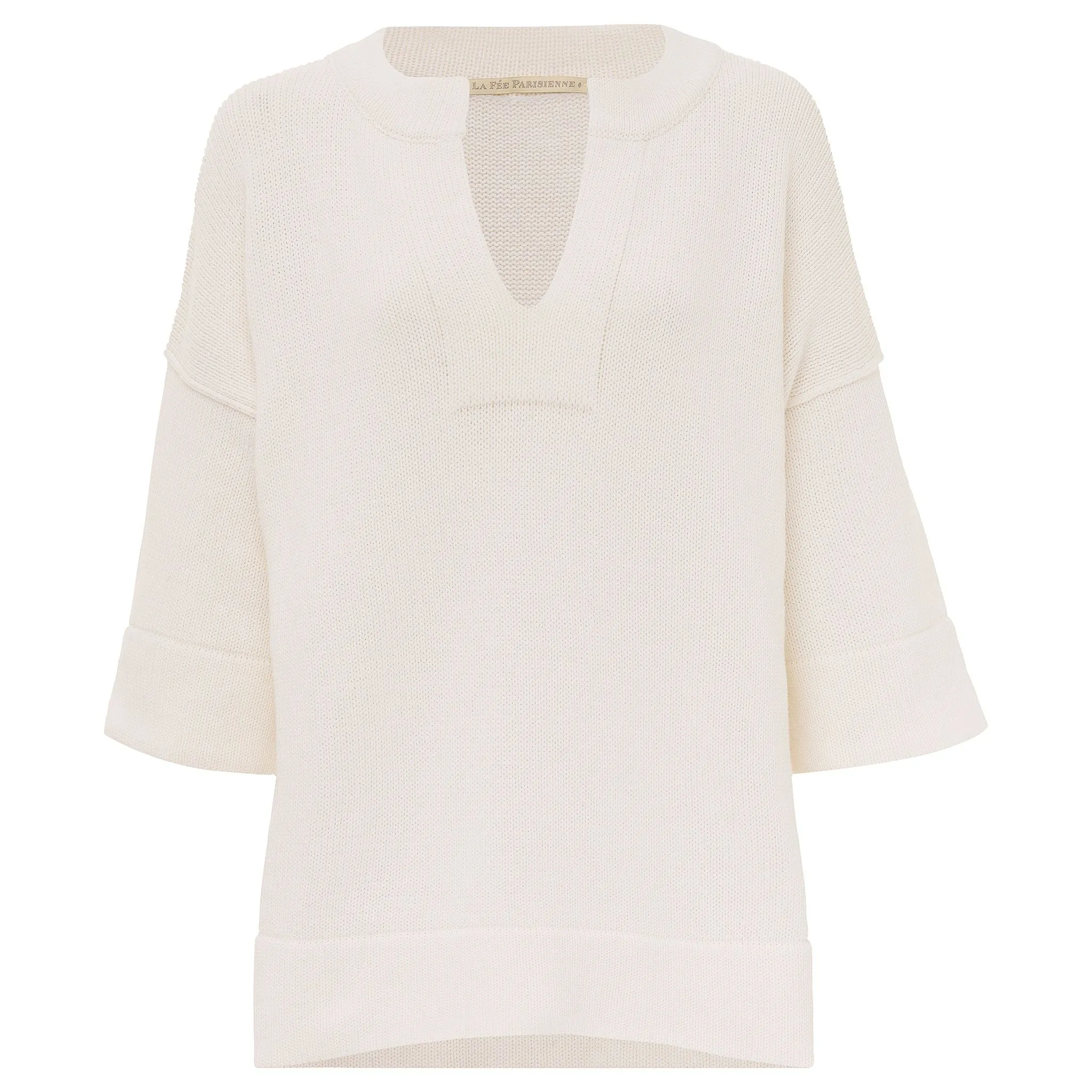 Cotton and Cashmere V-Neck Sweater - Pearl