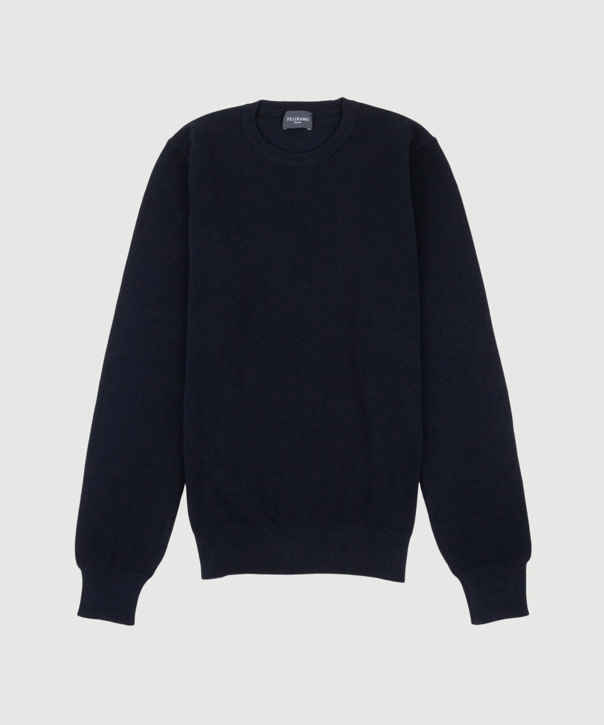 Cotton Pique Crewneck Sweater