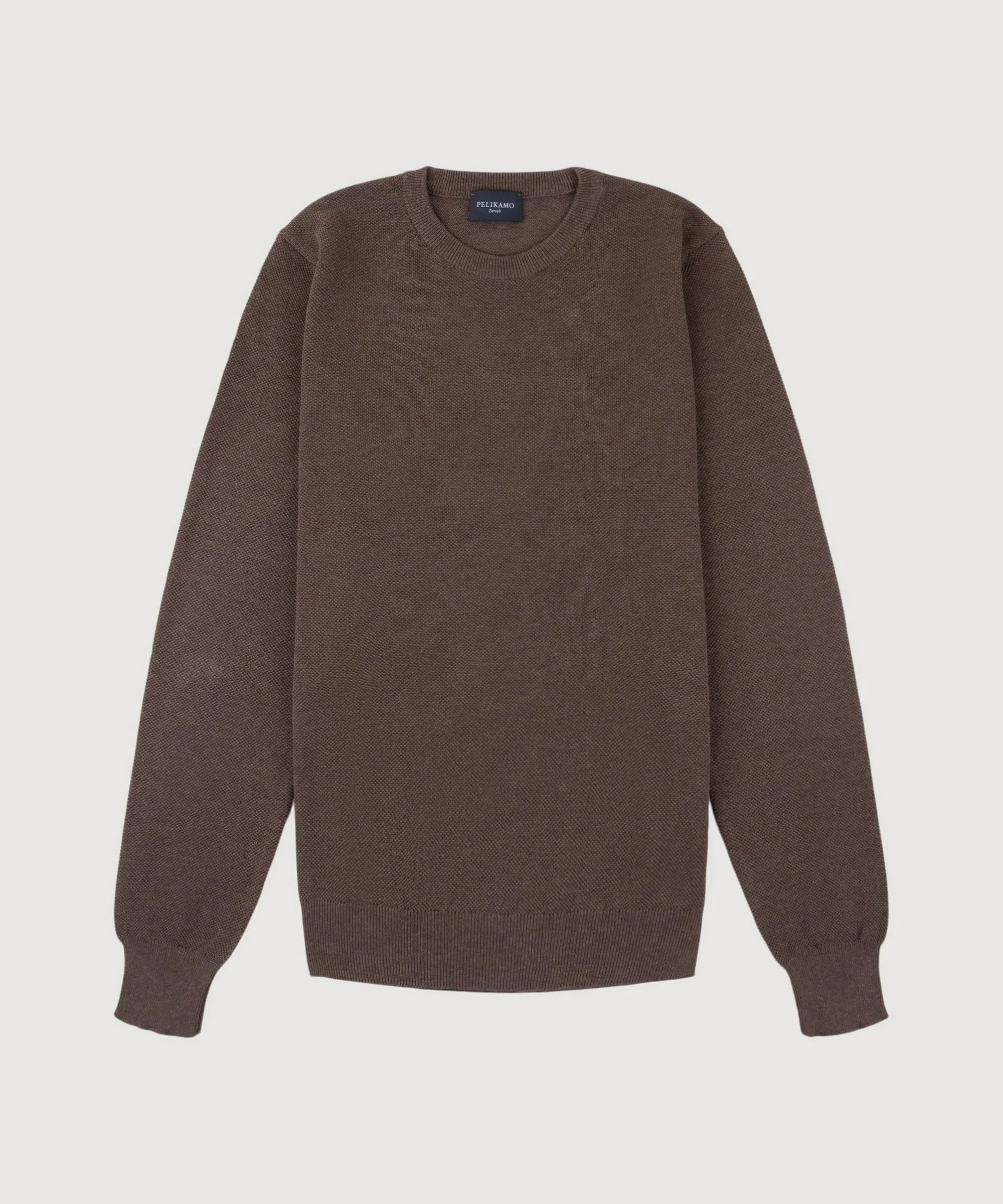 Cotton Pique Crewneck Sweater