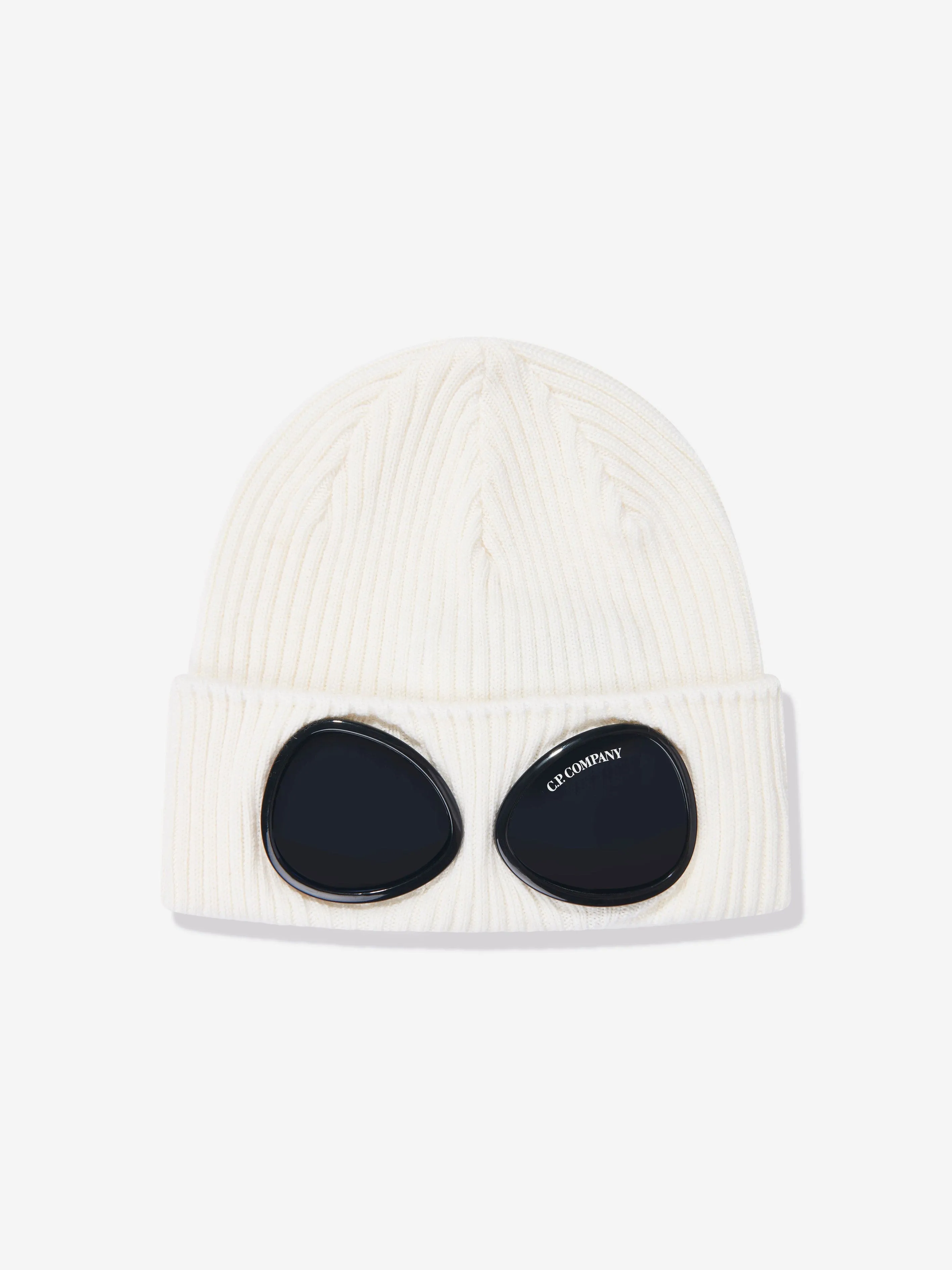 C.P. Company Boys Goggle Beanie Hat in Ivory