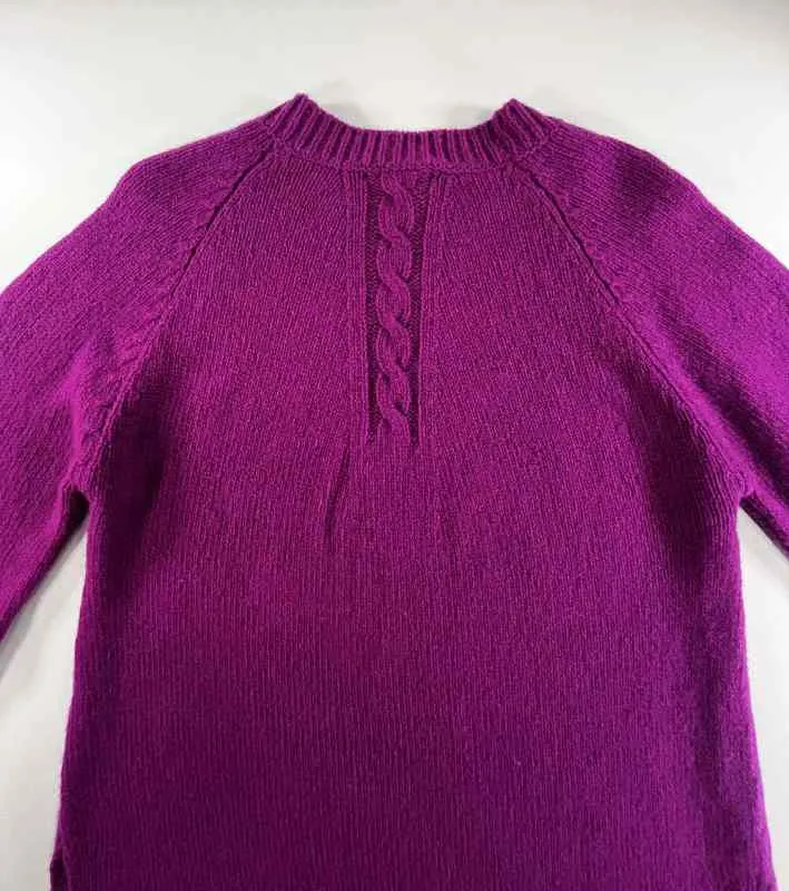 Crew Raglan Sweater with cable details - Foxglove - Fisherman Out of Ireland