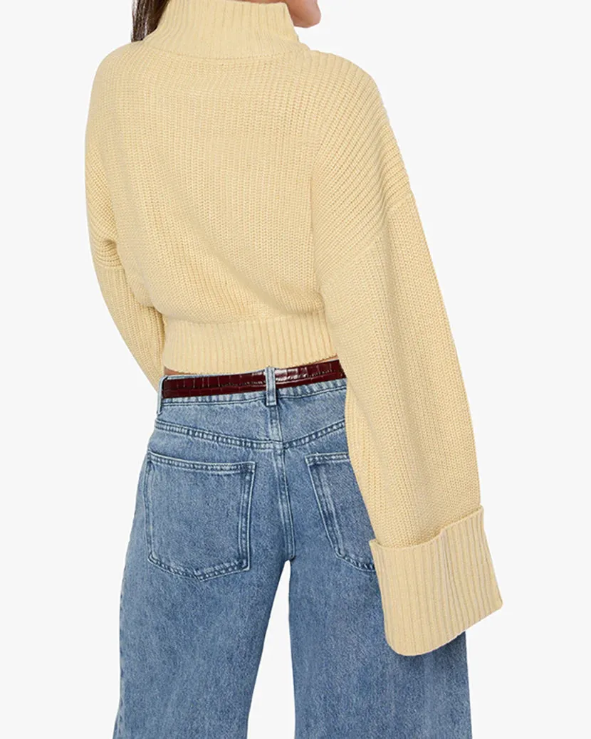 Cropped Turtle Neck Sweater Wheat