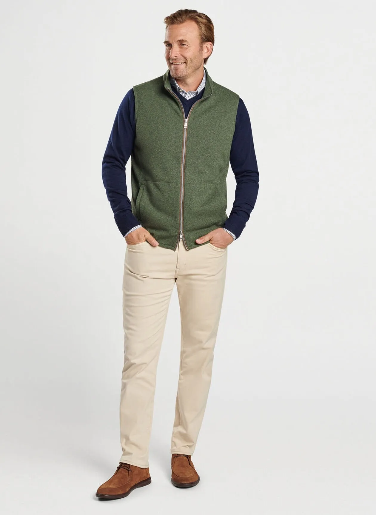 Crown Sweater Fleece Vest in Dark Olive by Peter Millar