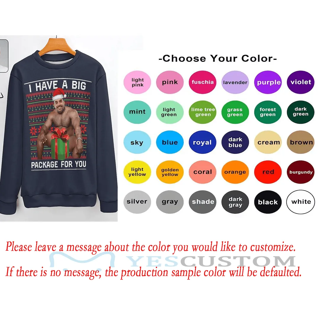 Custom Boyfriend Face V-Neck Sweater for Women Ugly Christmas Sweater Long Sleeve Lightweight Sweater Tops