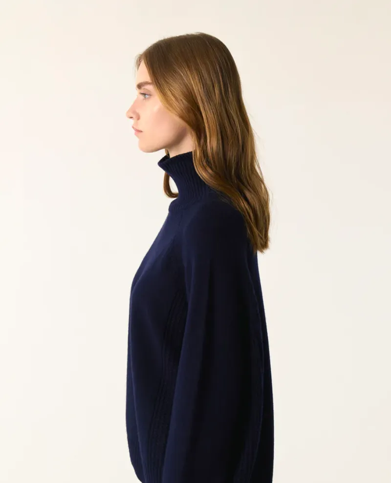 Des Petits Hauts Aramis Marine Roll Neck Knit