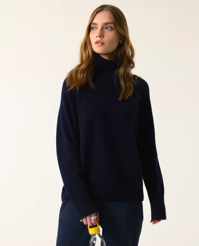 Des Petits Hauts Aramis Marine Roll Neck Knit