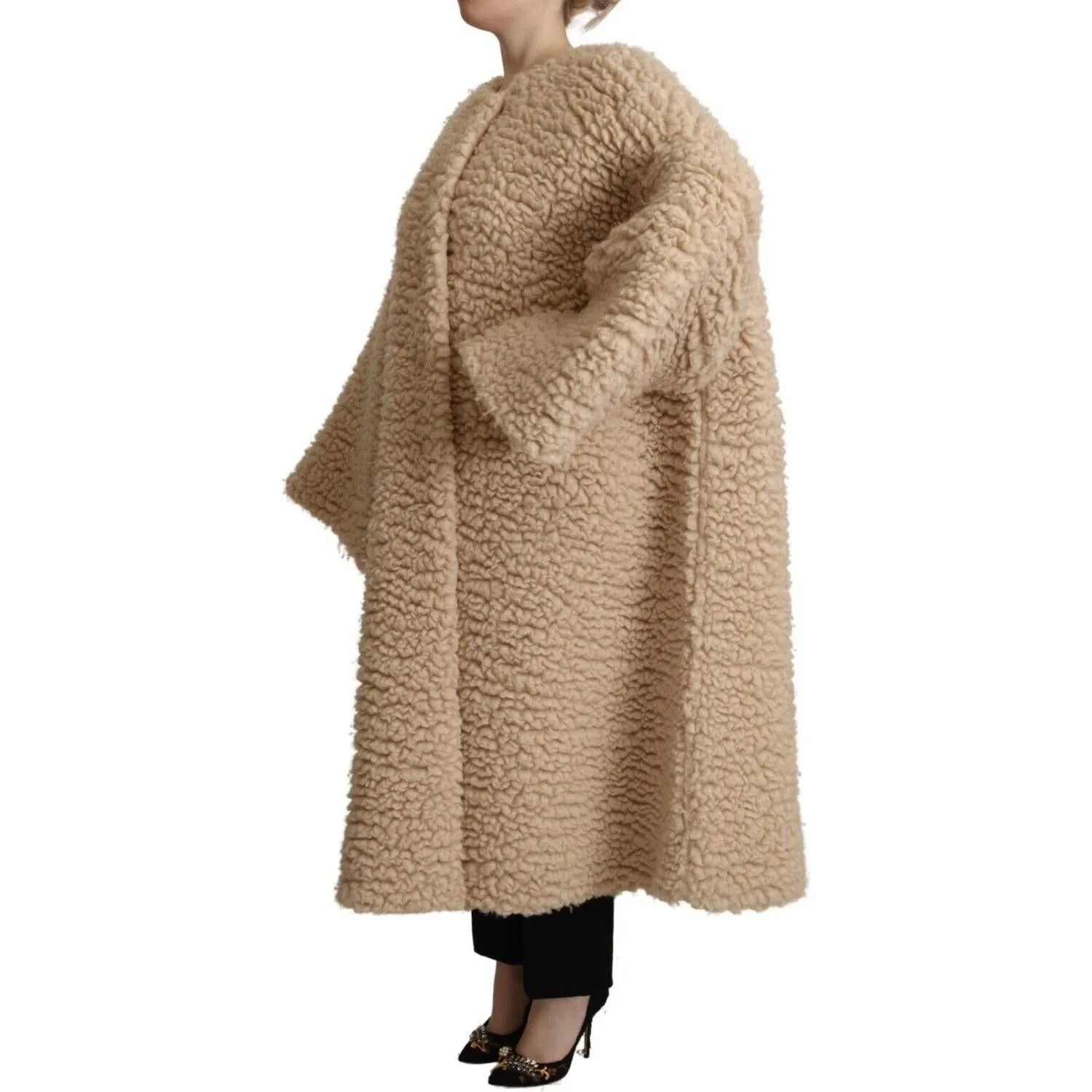 Dolce & Gabbana Elegant Beige Cashmere Overcoat Jacket