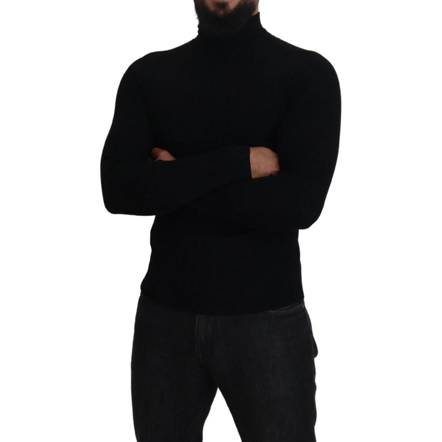 Dolce & Gabbana Elegant Black Wool Half Zip Turtleneck Sweater