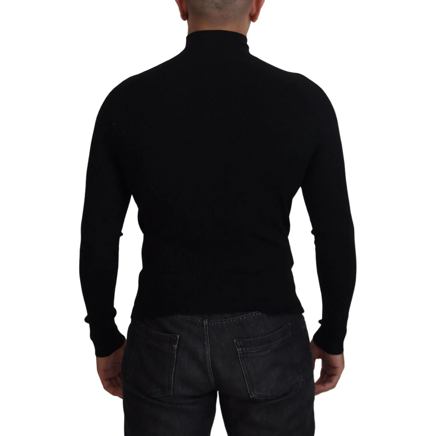 Dolce & Gabbana Elegant Black Wool Half Zip Turtleneck Sweater