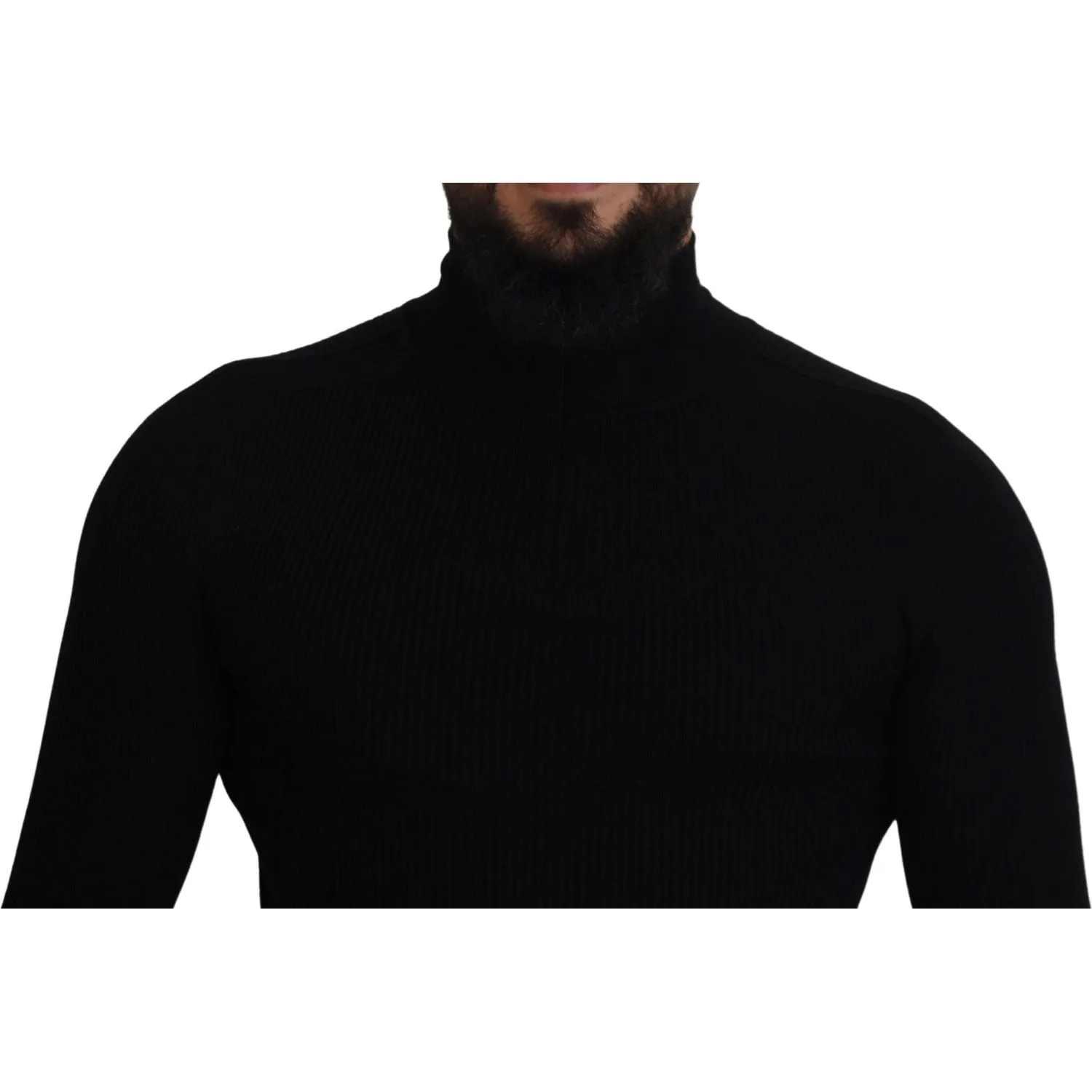 Dolce & Gabbana Elegant Black Wool Half Zip Turtleneck Sweater