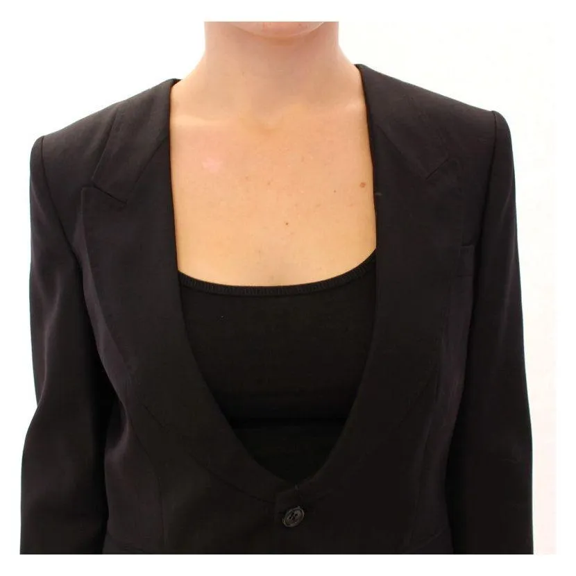 Dolce & Gabbana Elegant Silk-Blend Black Blazer with Scarf Back Detail