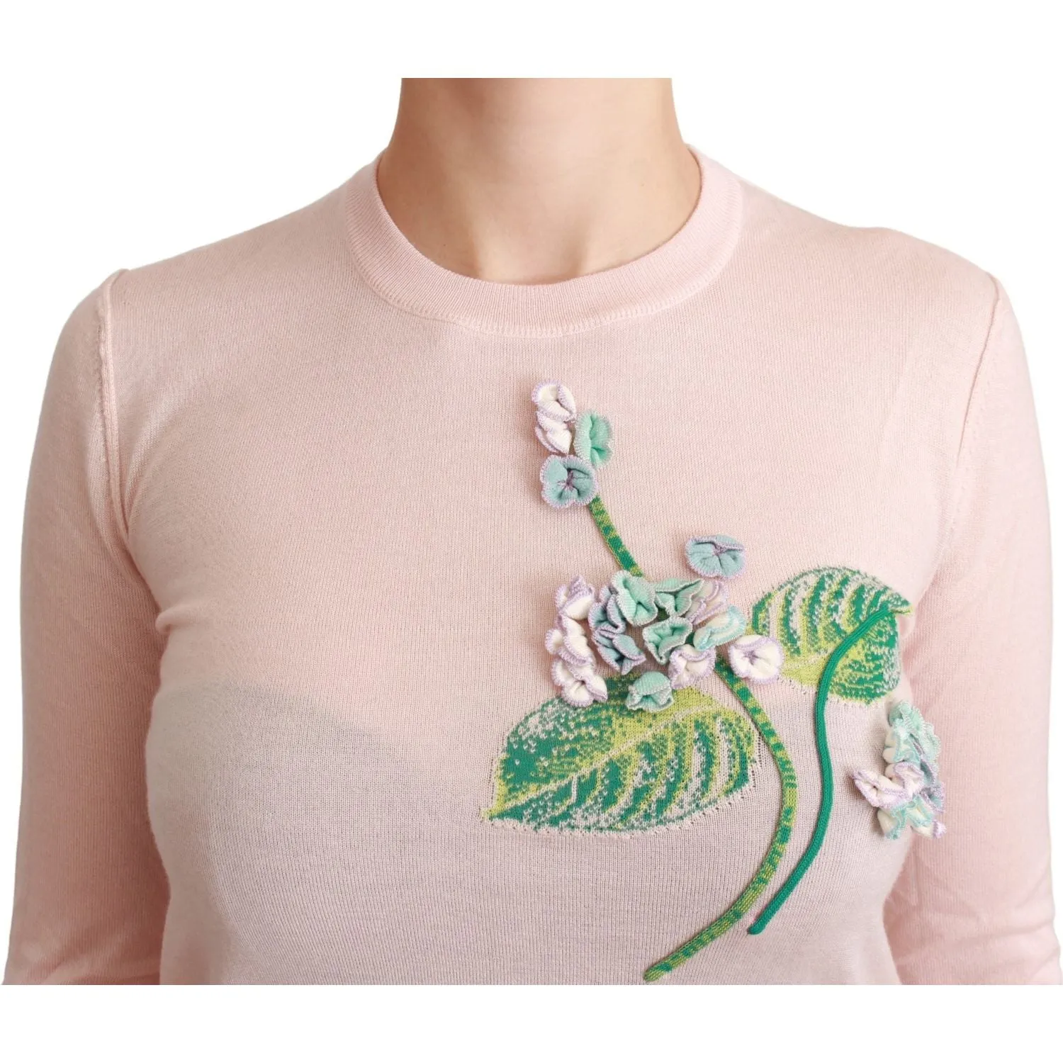 Dolce & Gabbana Silk Blend Floral Embroidered Sweater