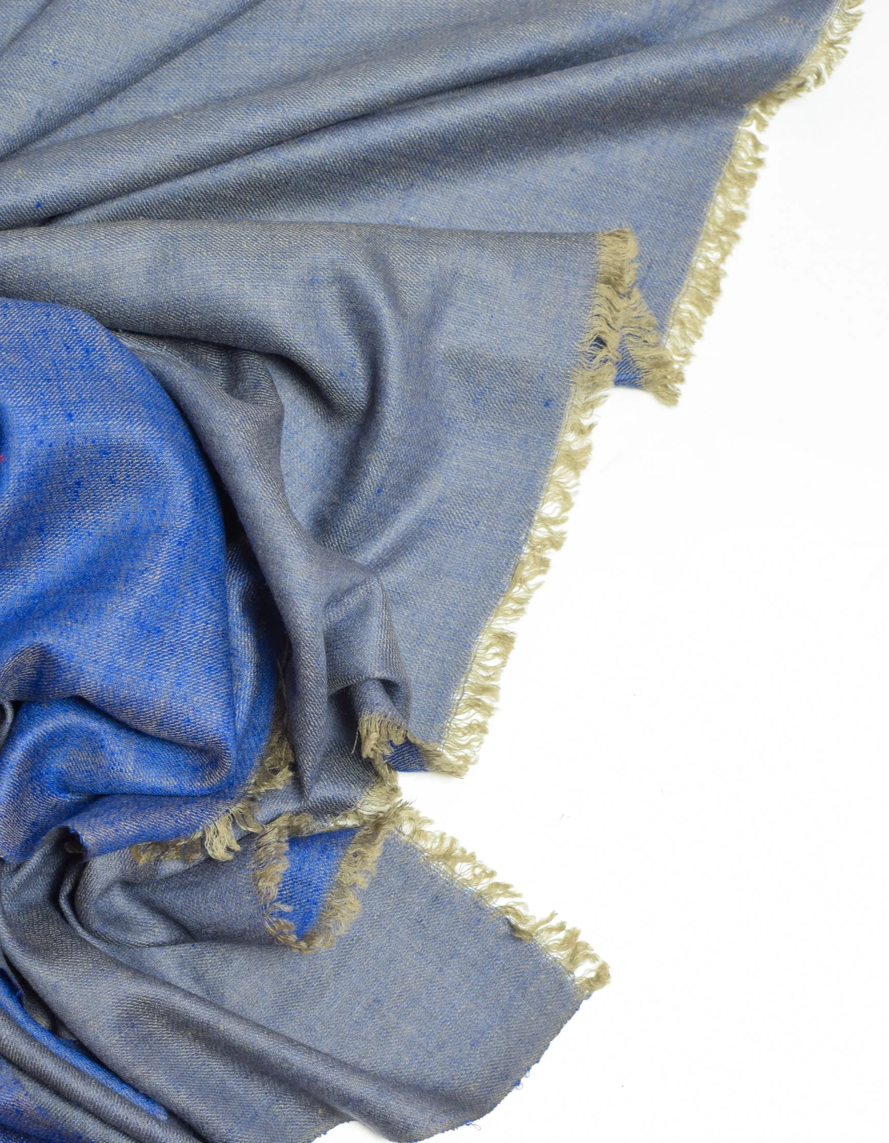 Dual Blue Handwoven Reversible Cashmere Pashmina Shawl