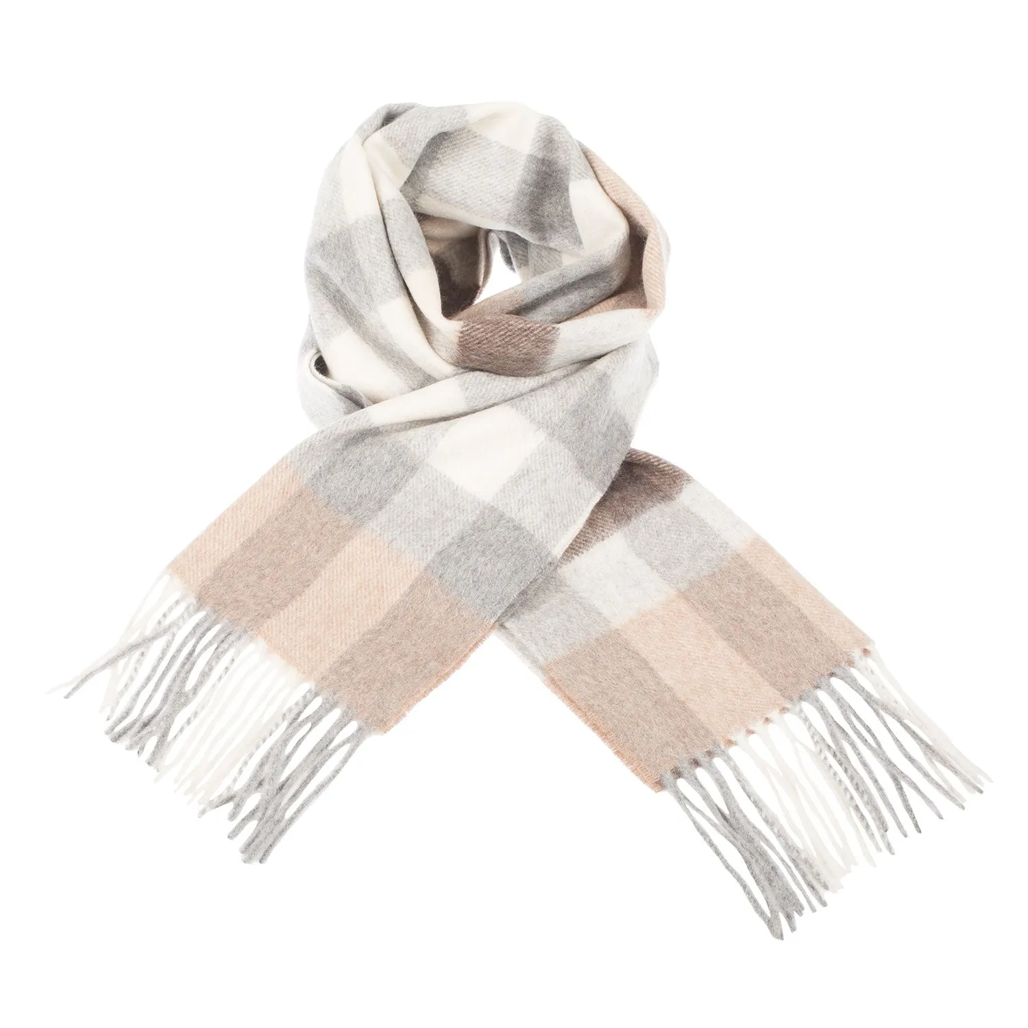 Edinburgh Cashmere Scarf  Giant Chequer - Linen/Uniform