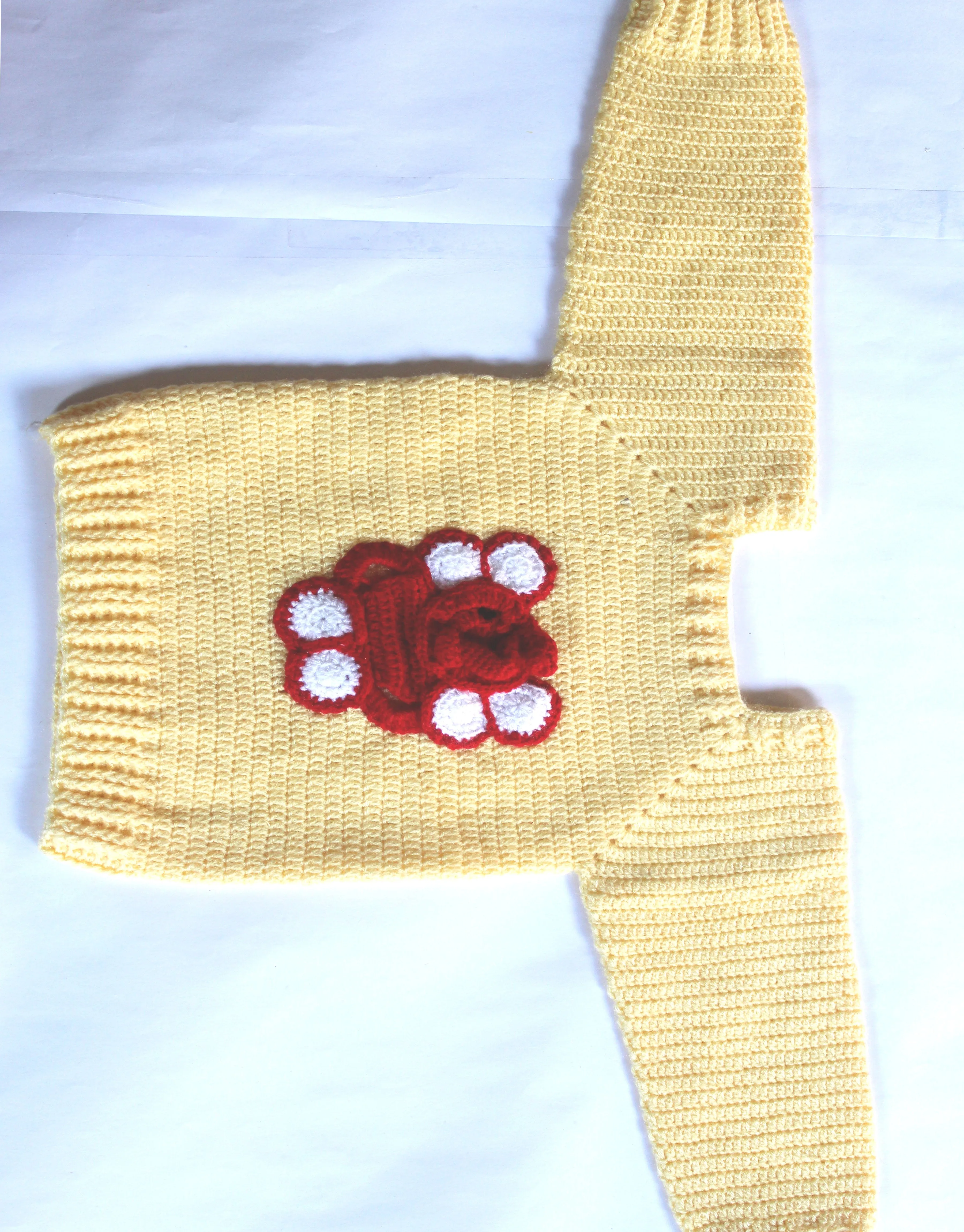 Elegant Ganesha Applique Crochet Graminarts Handmade Sweater For Baby Boy- Egg Nog