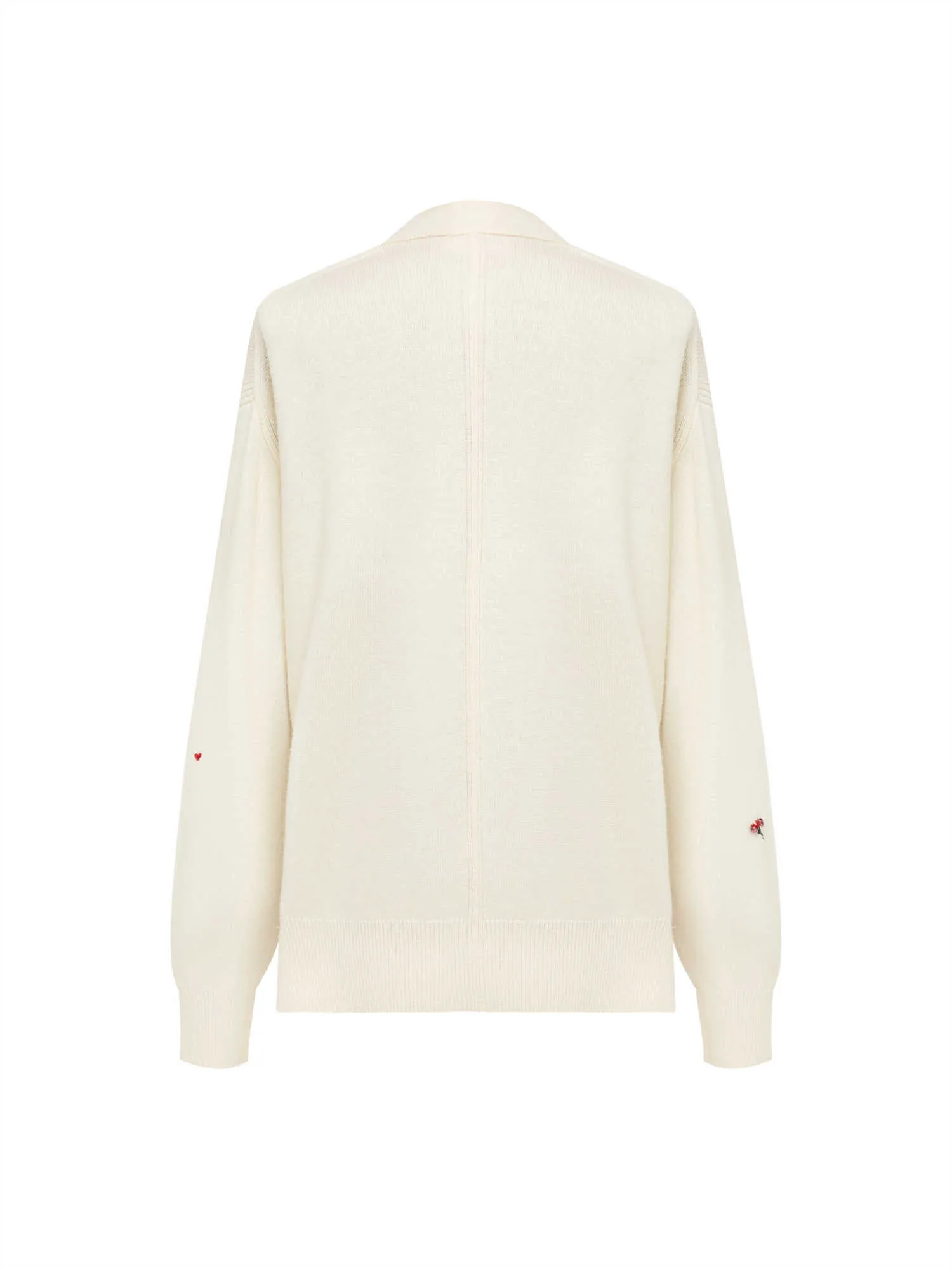 EP YAYING Hand-Embroidered Split Knit Cardigan